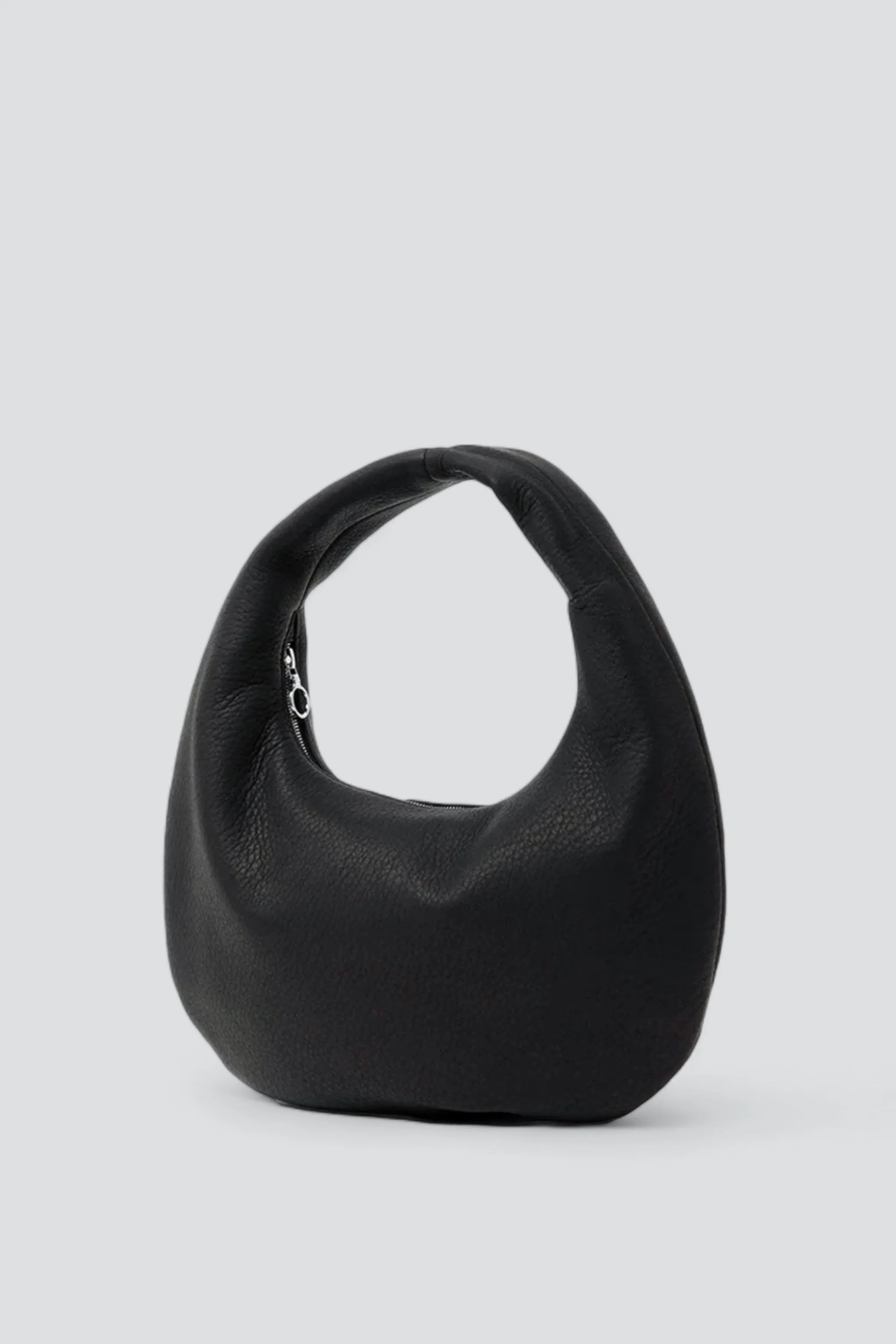 Black Leather Round One Shoulder Bag