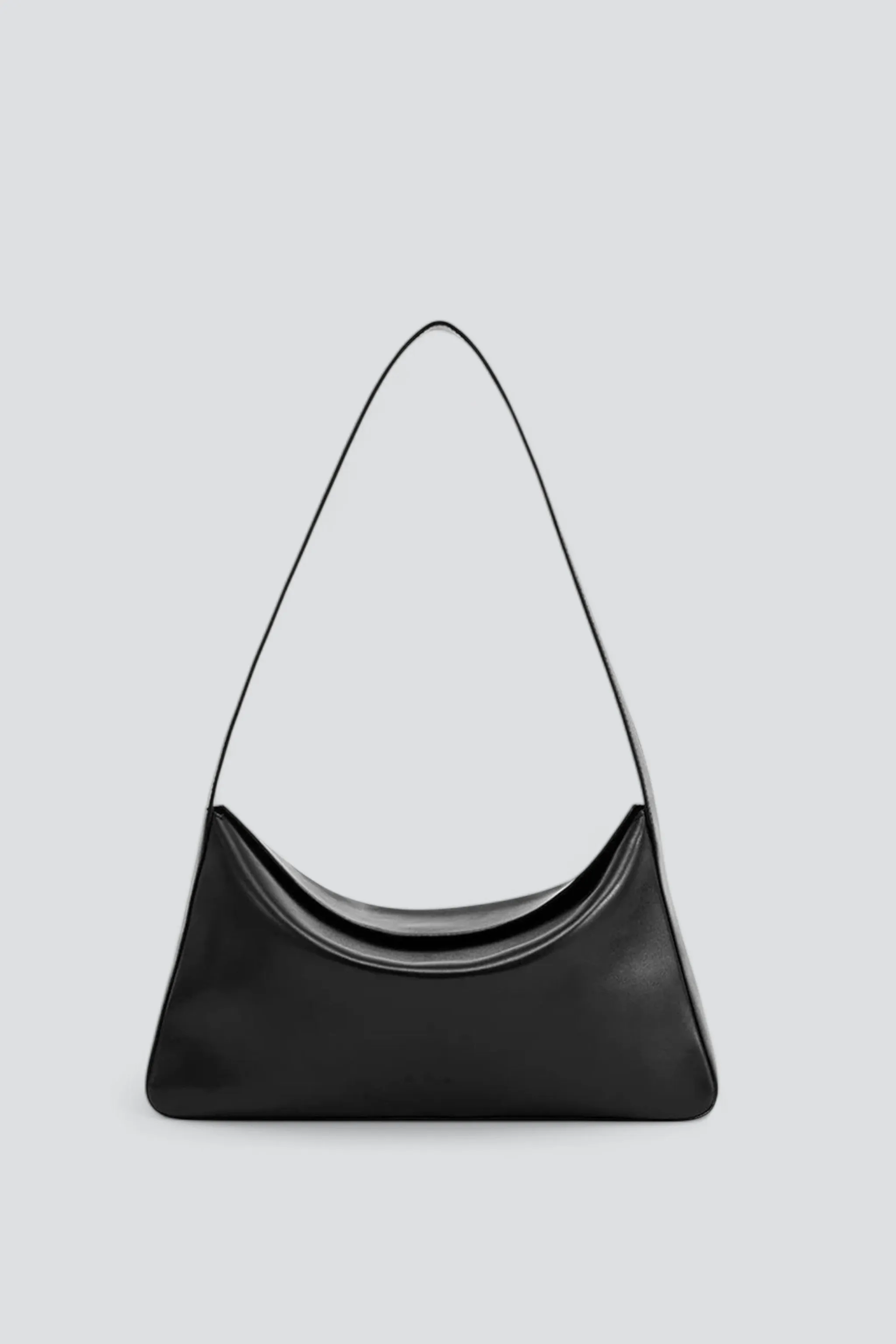 Black Leather Soft Baguette