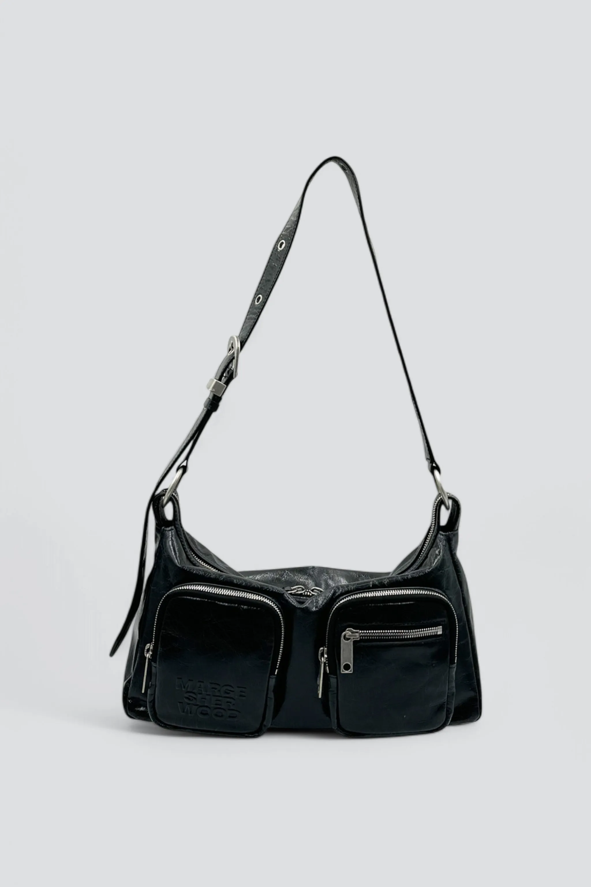 Black Pull Up Crinkle Outpocket Hobo