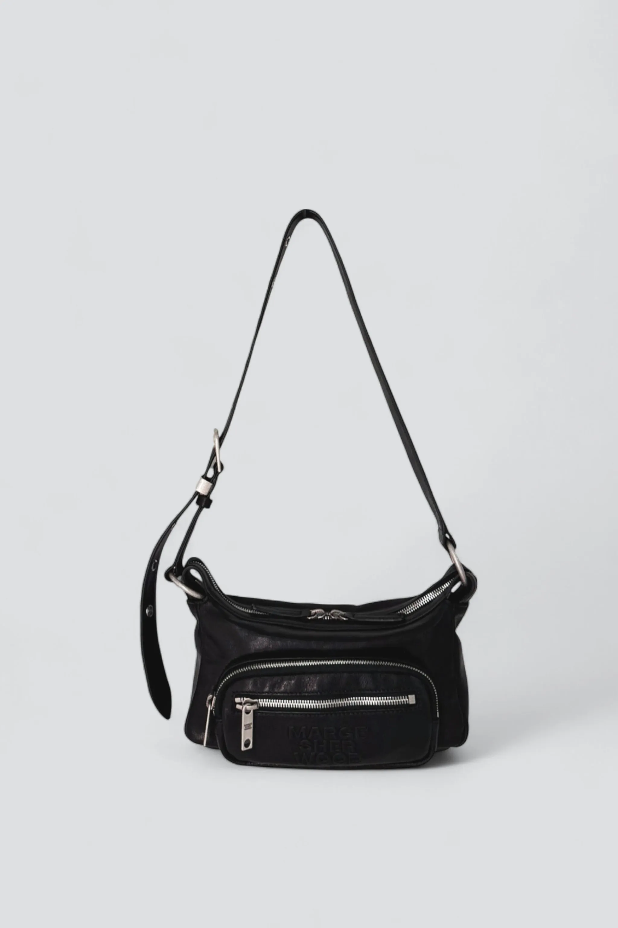 Black Washed Nappa Outpocket Hobo Mini