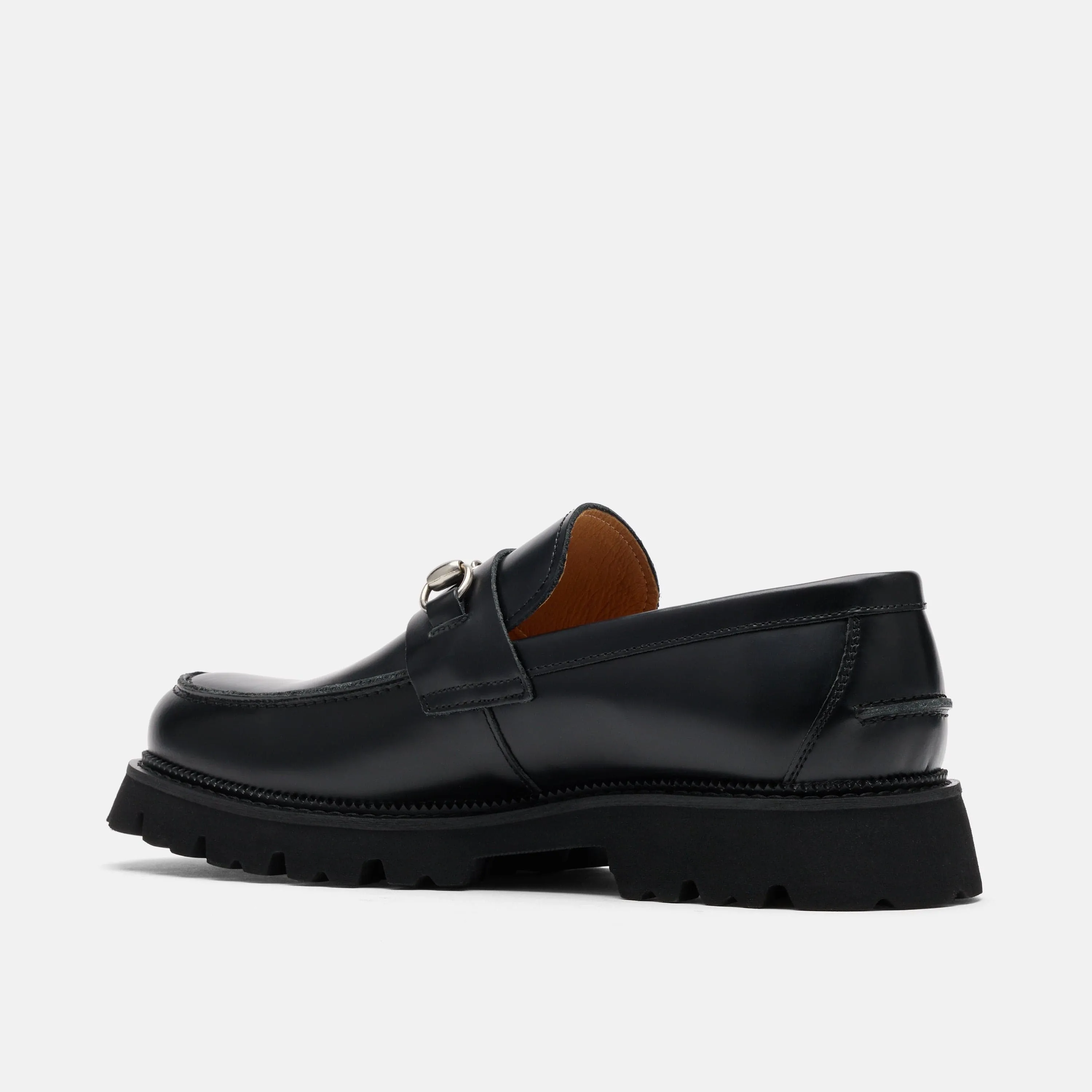 Blake Black Leather Lug Bit Loafers