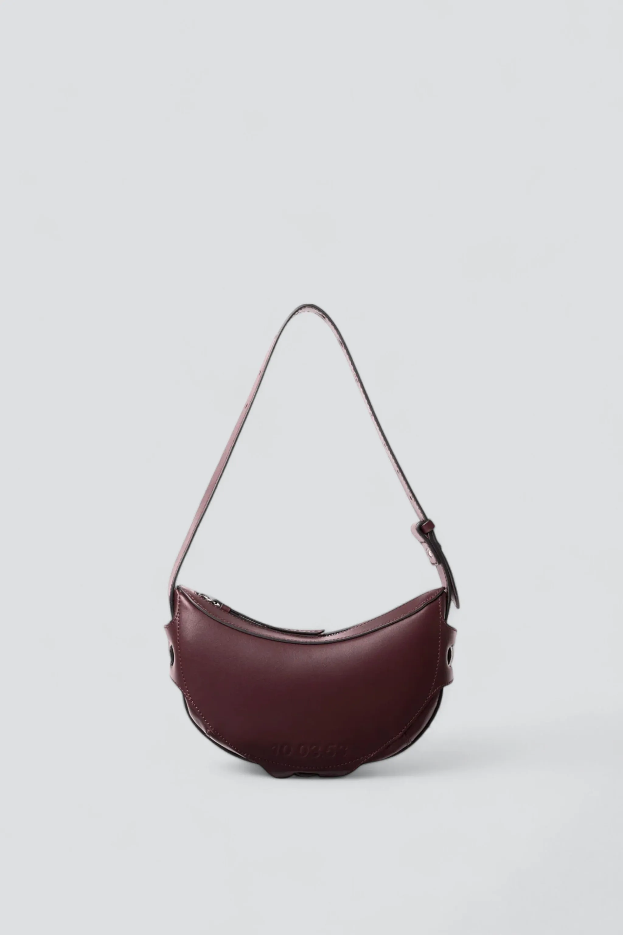 Bordeaux Leather Half Moon Bag