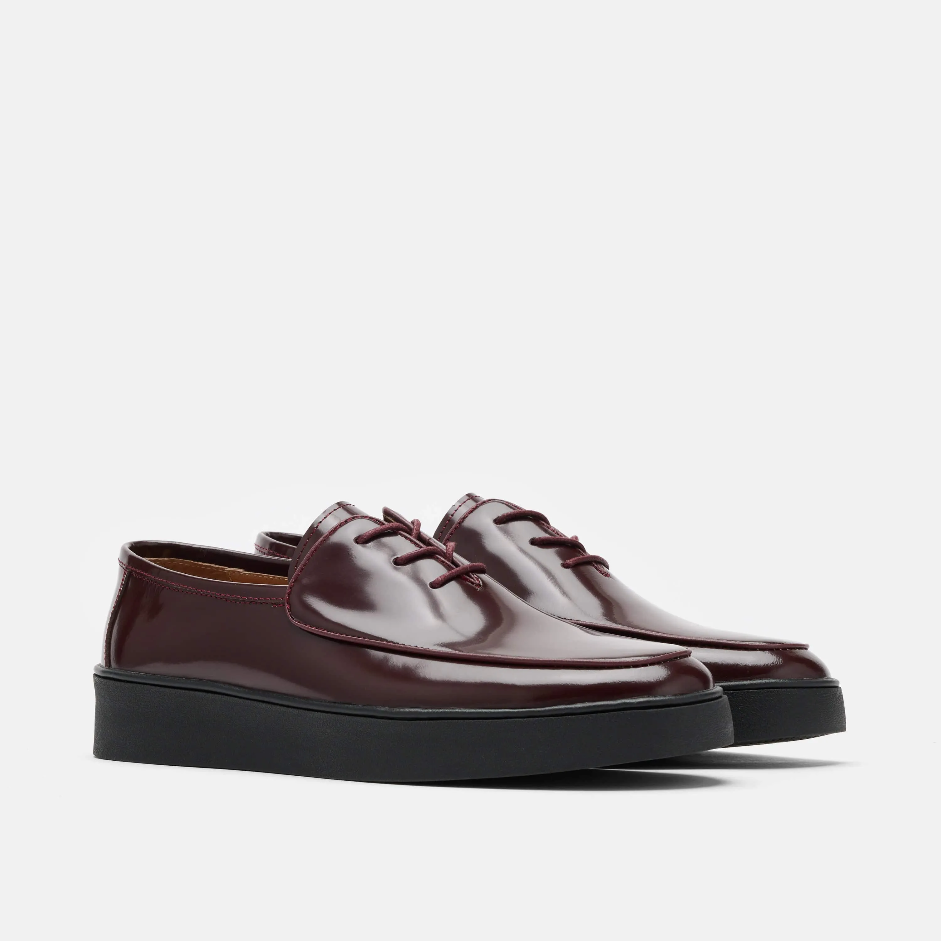 Cannes Burgundy Patent Leather Lace-Up Sneakers