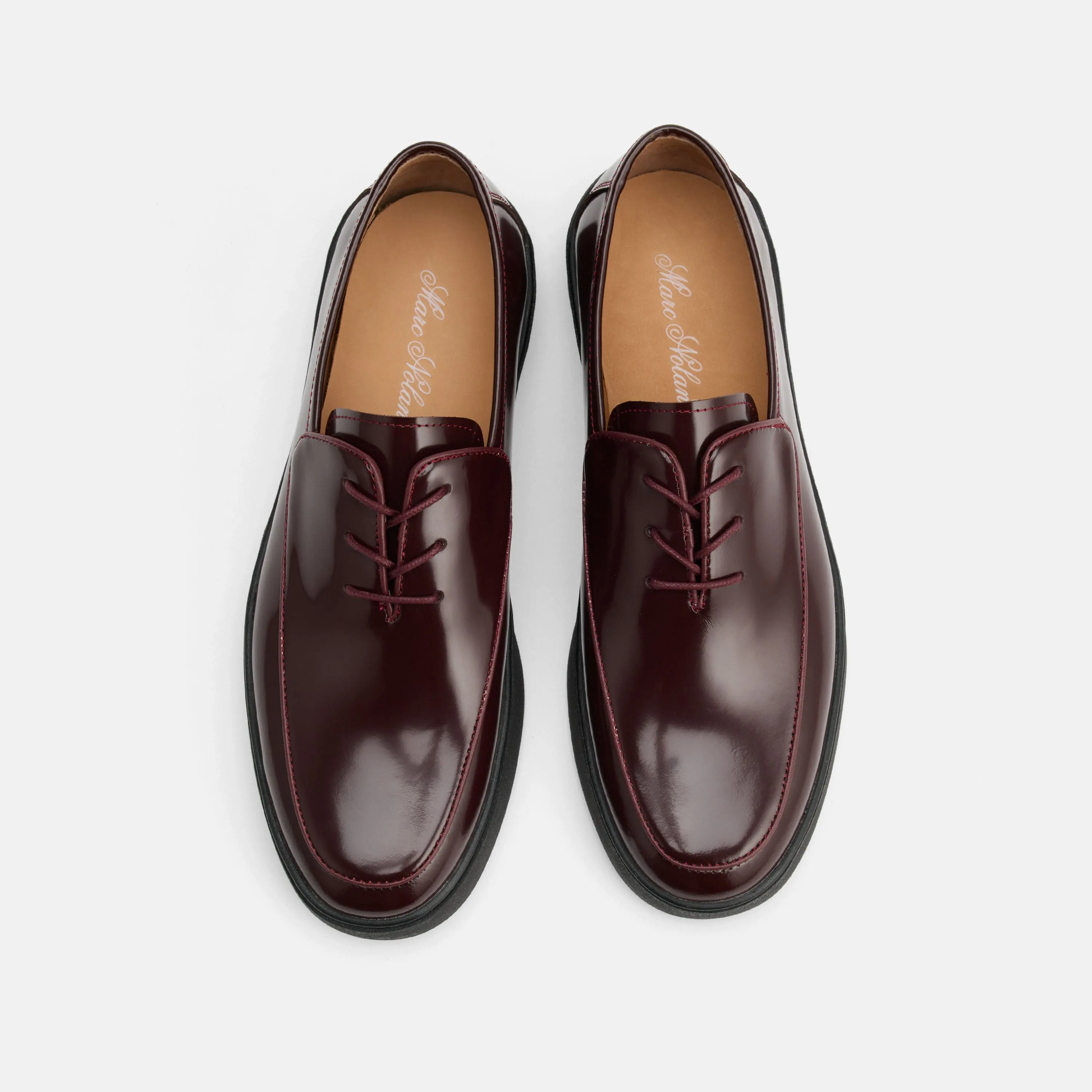 Cannes Burgundy Patent Leather Lace-Up Sneakers