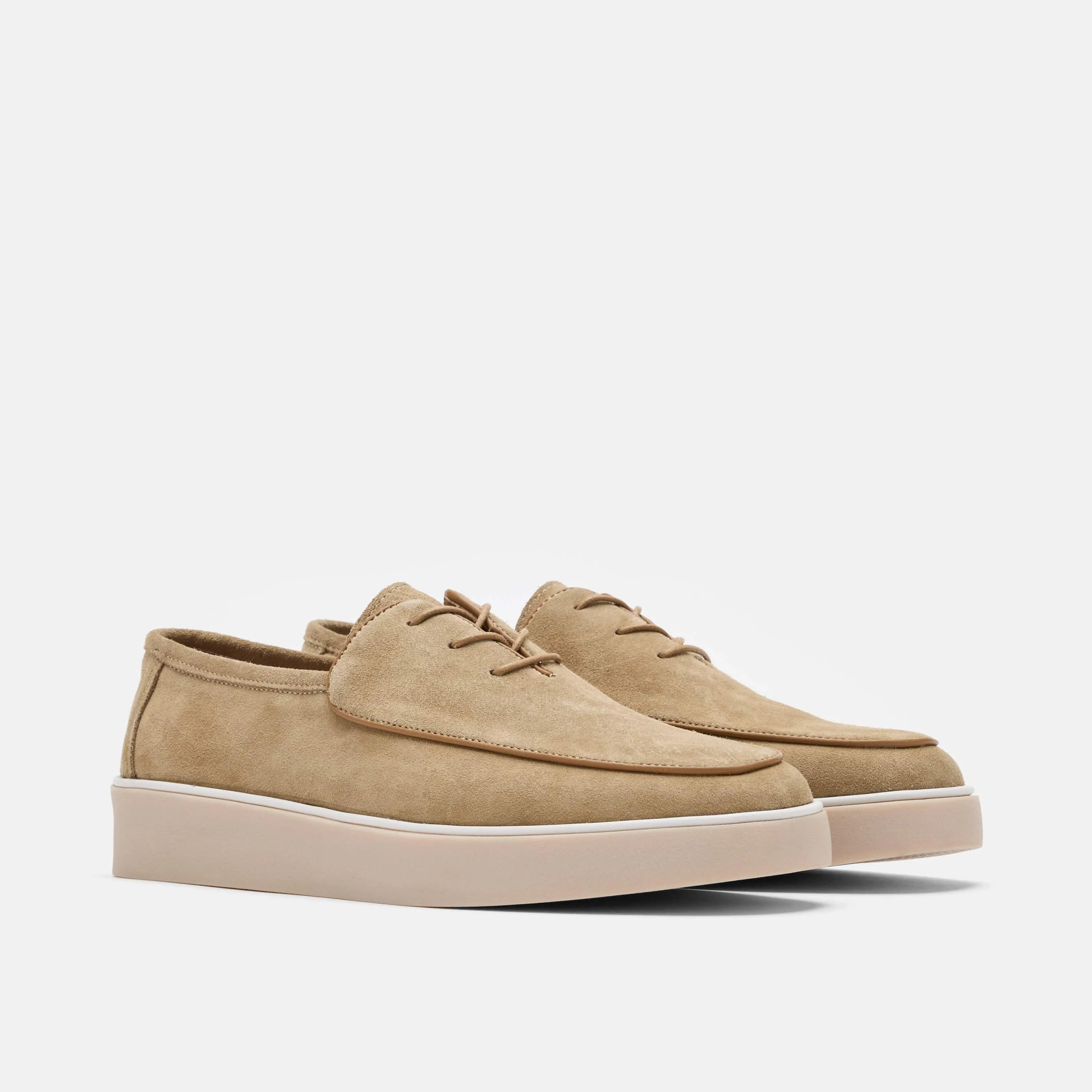 Cannes Tan Suede Lace-Up Sneakers