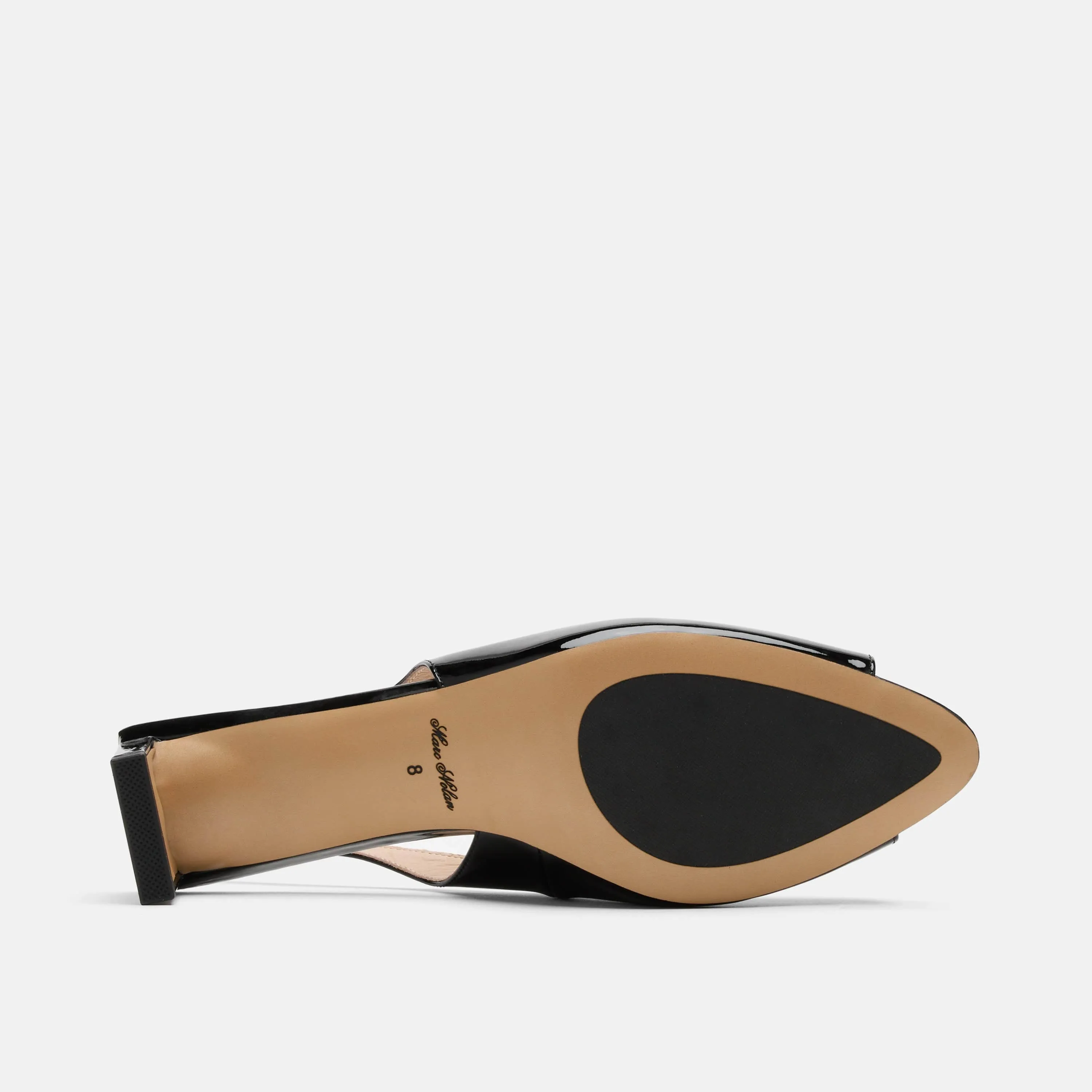 Carmen Black Patent Leather Slingback Peep Toe Heels