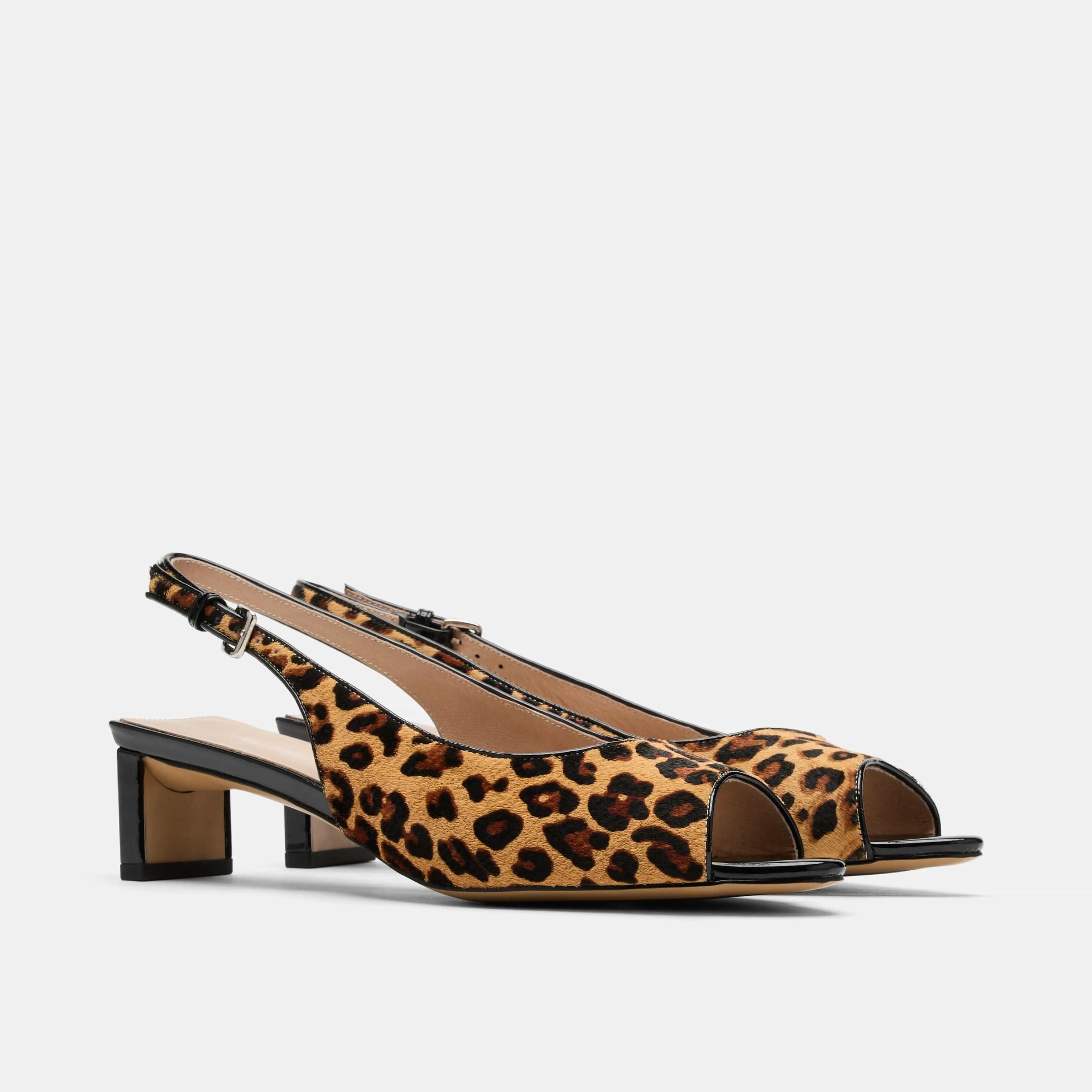 Carmen Leopard Suede Slingback Peep Toe Heels
