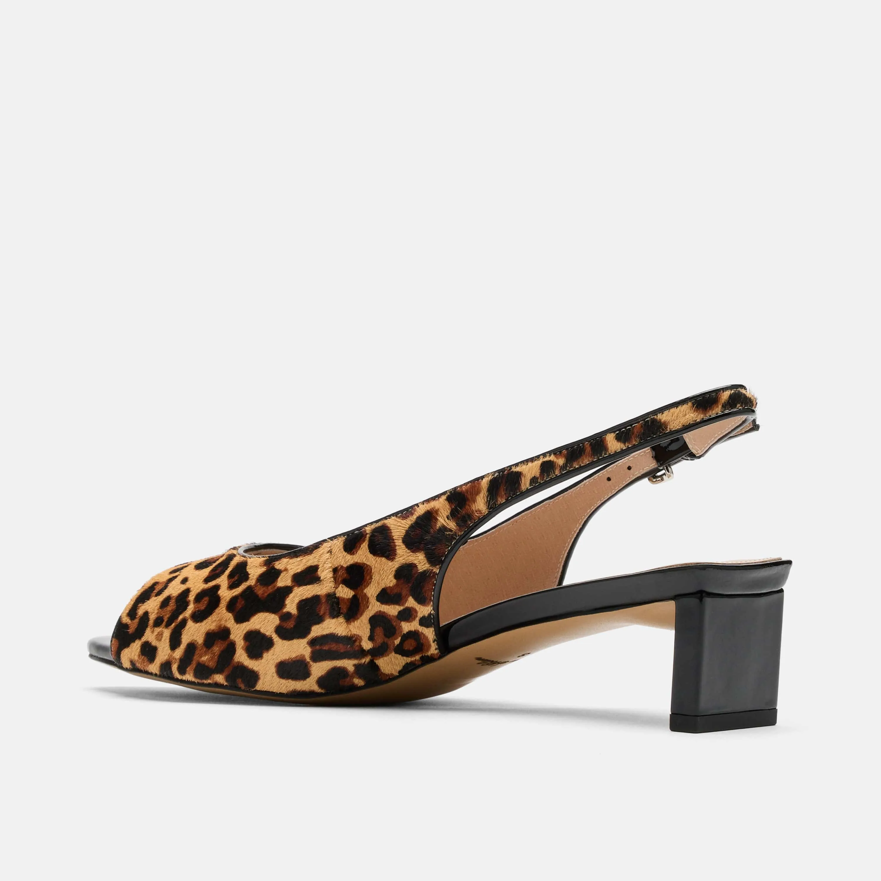 Carmen Leopard Suede Slingback Peep Toe Heels