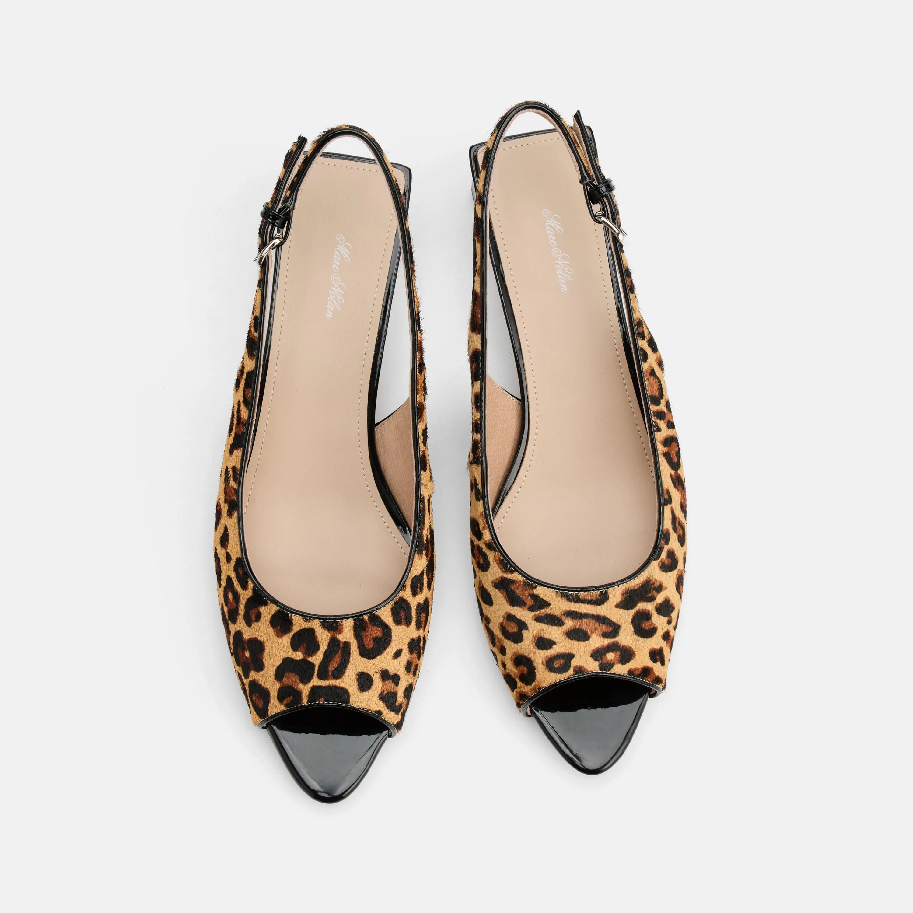 Carmen Leopard Suede Slingback Peep Toe Heels