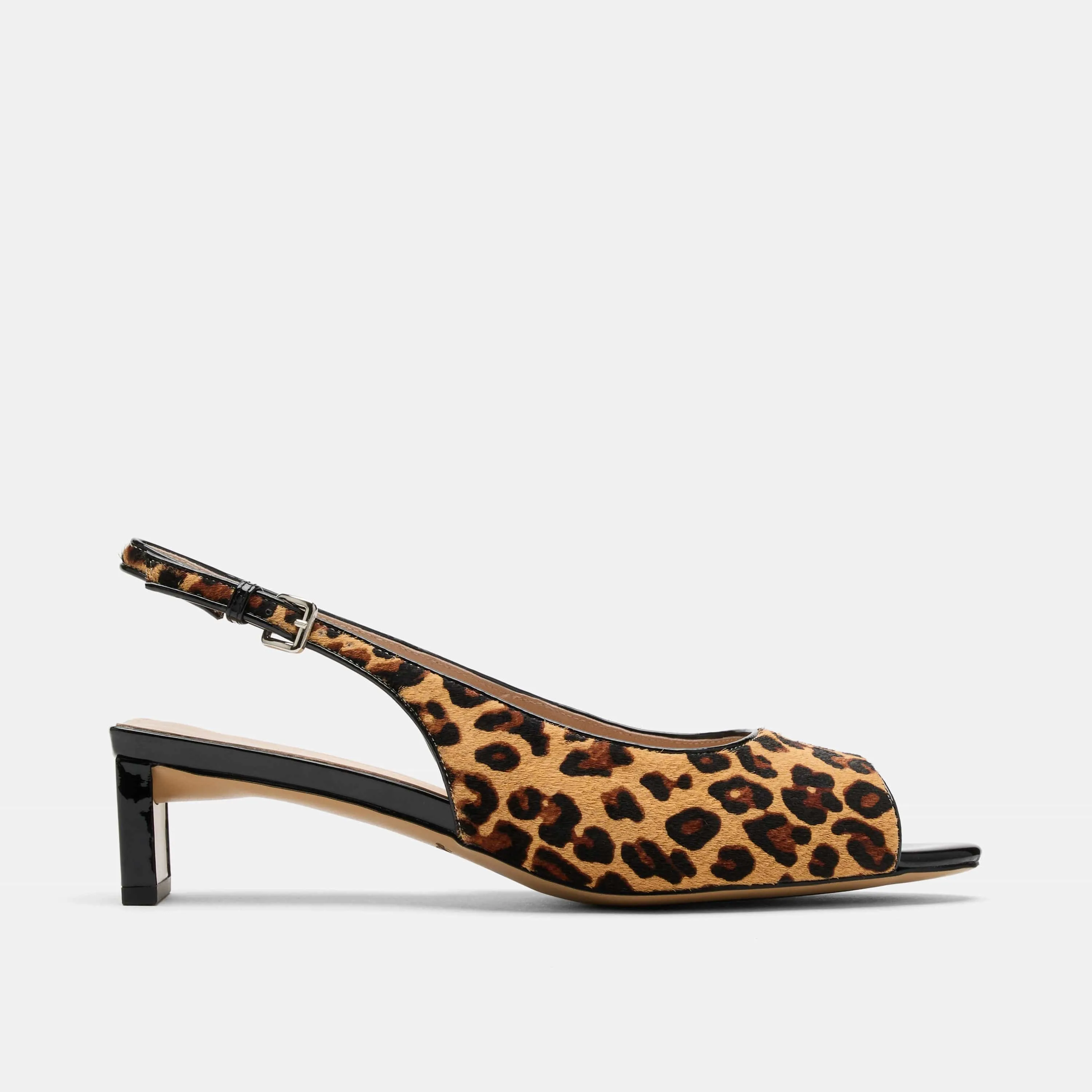 Carmen Leopard Suede Slingback Peep Toe Heels