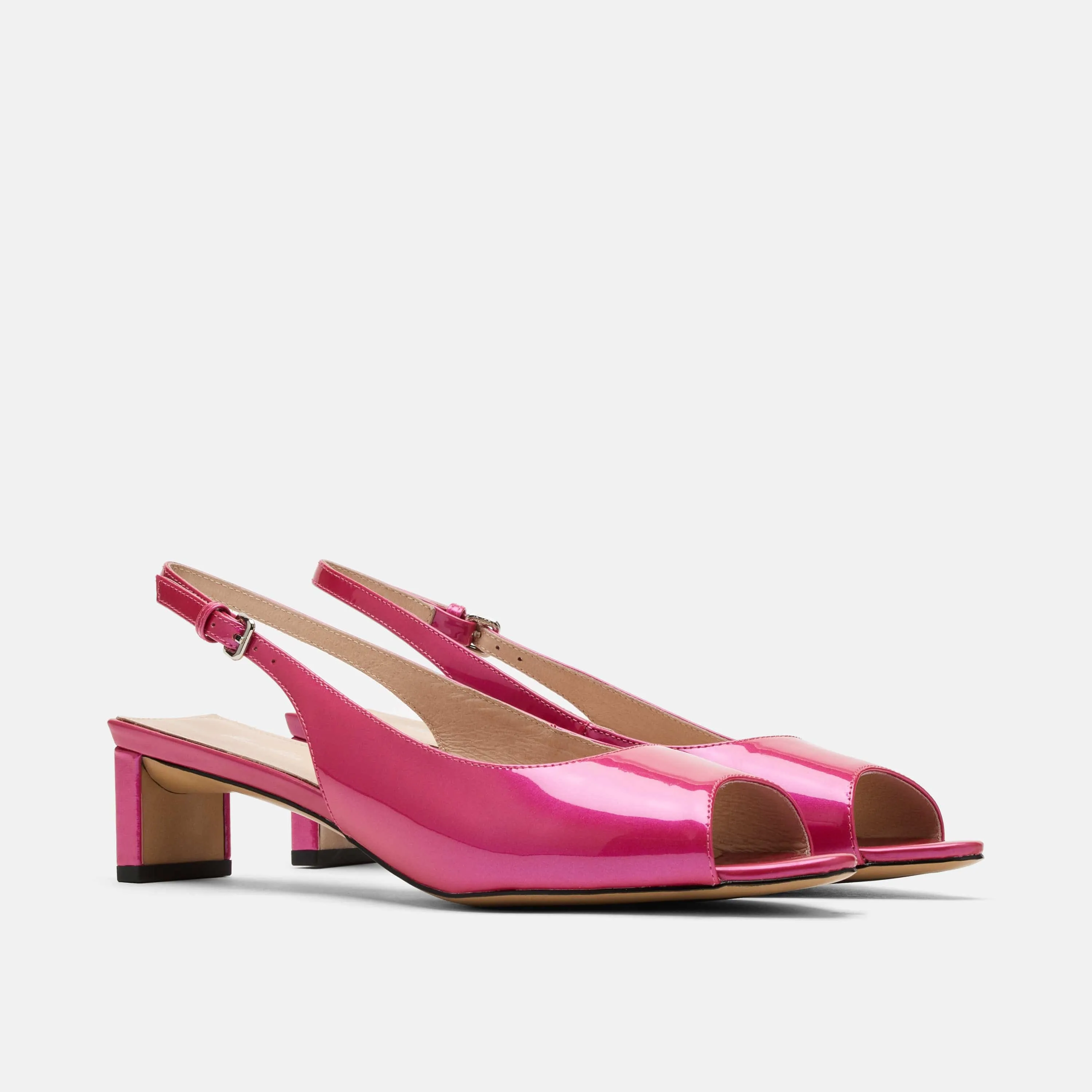 Carmen Magenta Patent Leather Slingback Peep Toe Heels