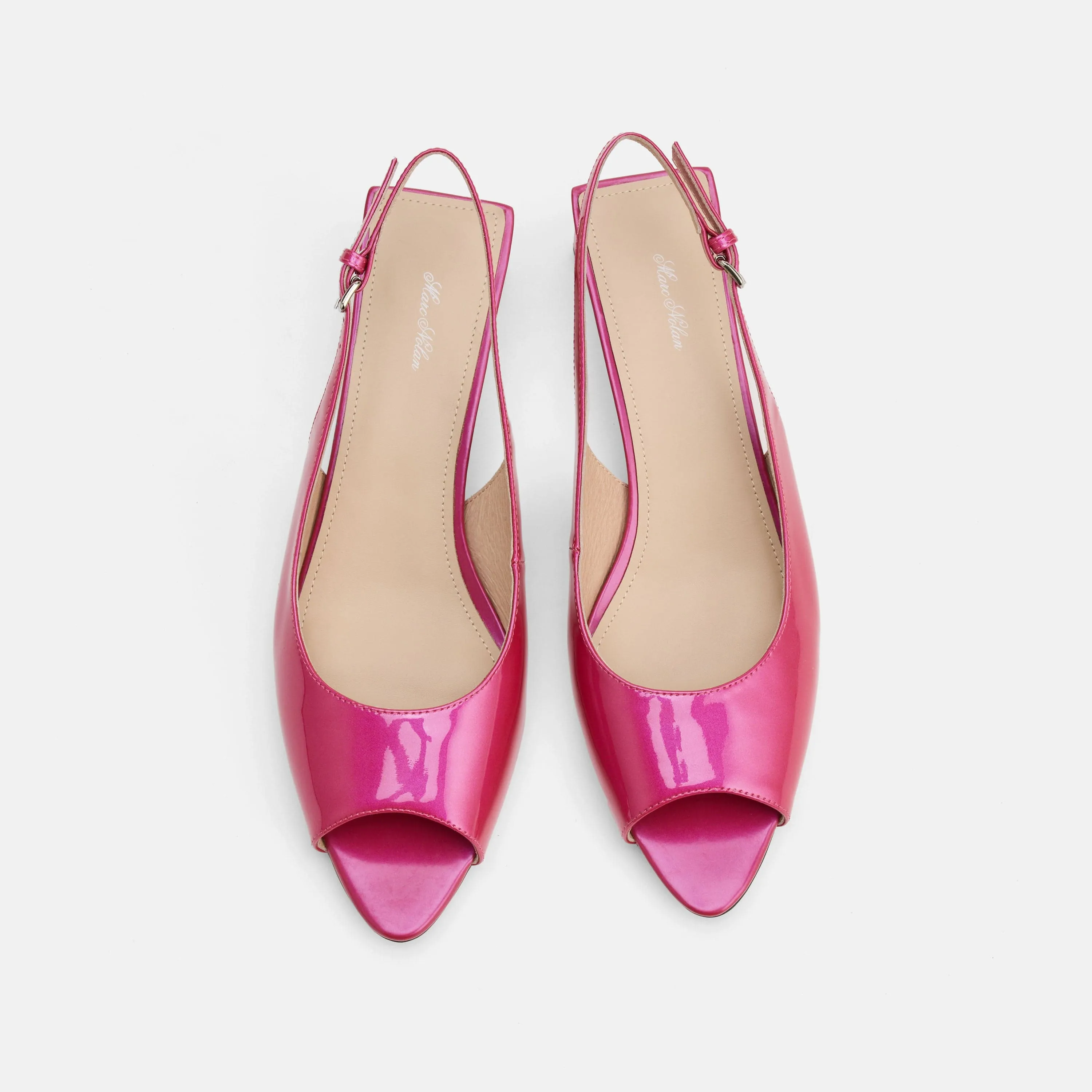Carmen Magenta Patent Leather Slingback Peep Toe Heels