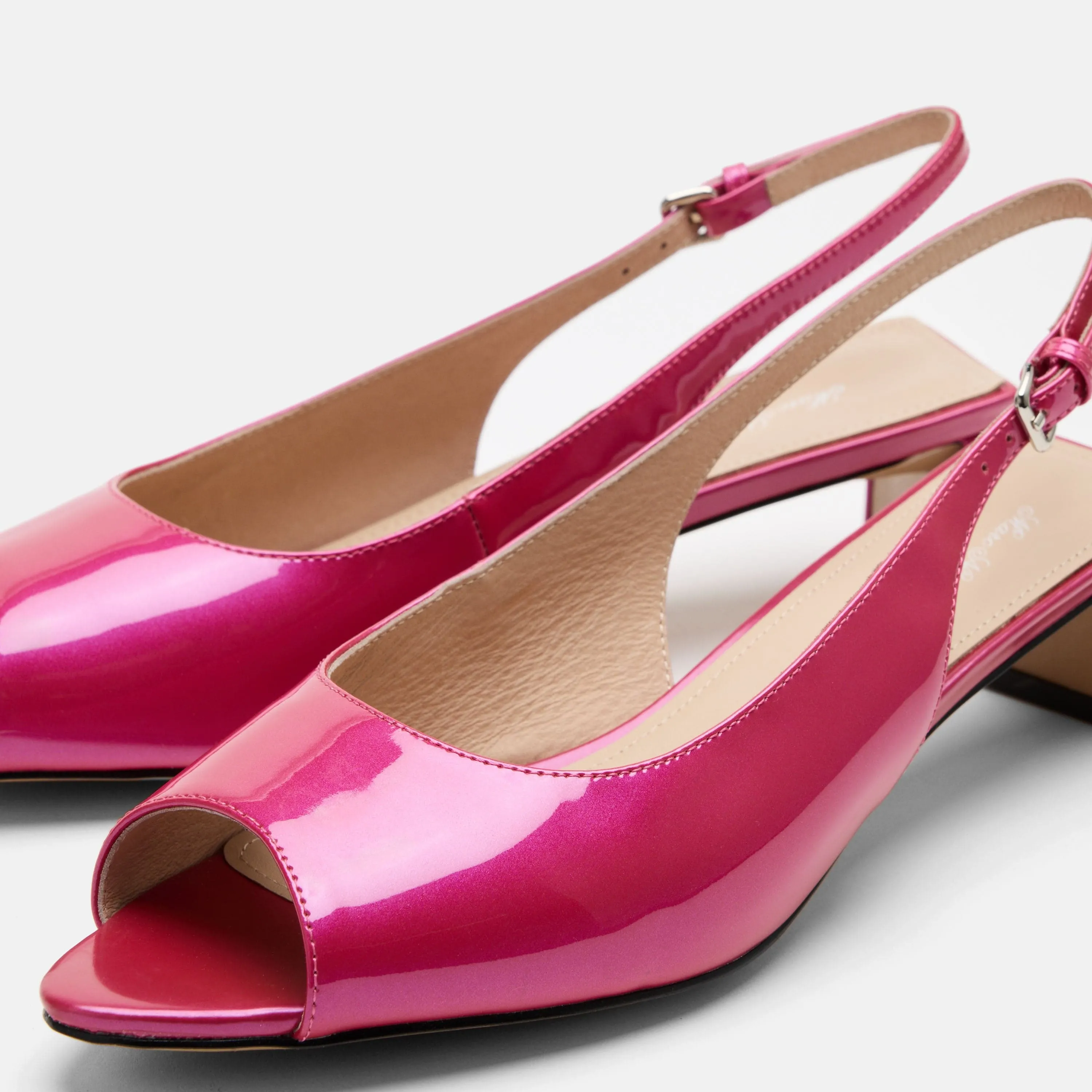 Carmen Magenta Patent Leather Slingback Peep Toe Heels