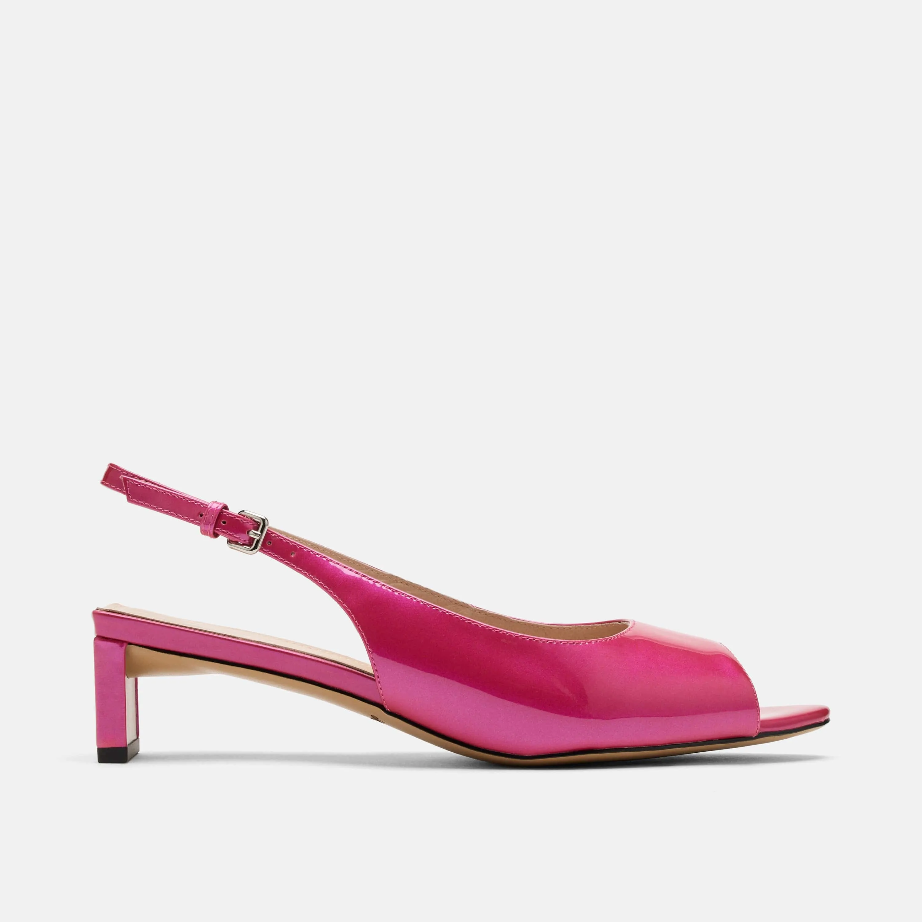 Carmen Magenta Patent Leather Slingback Peep Toe Heels