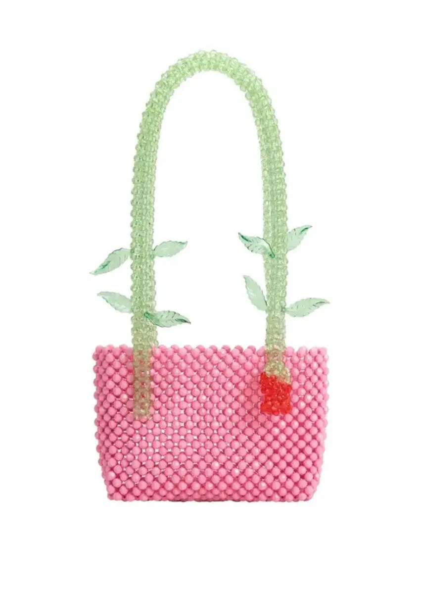 Flor Beaded Shoulder Bag - Pink