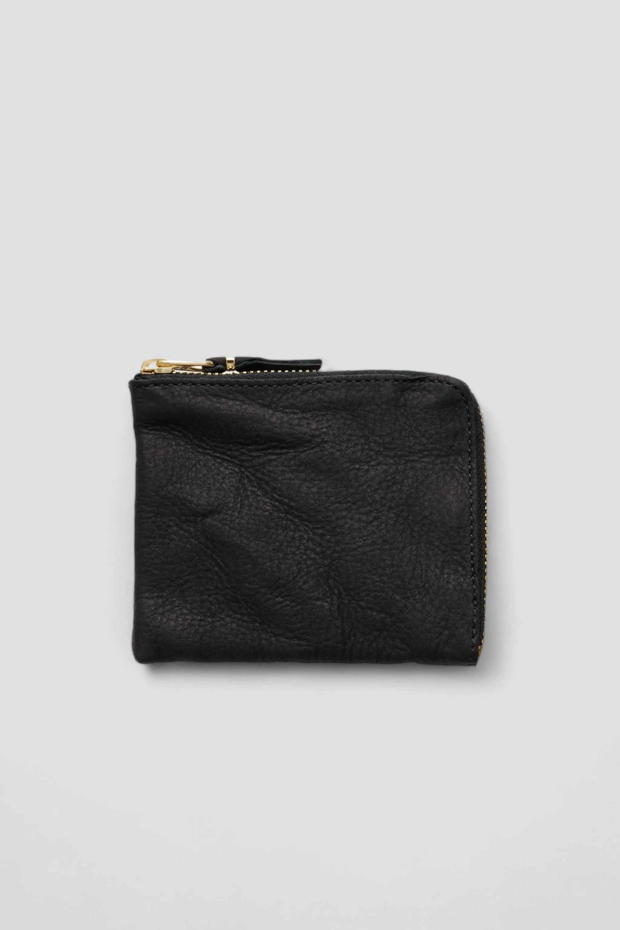 Half Zip Washed Leather Wallet - Black - SA3100WW