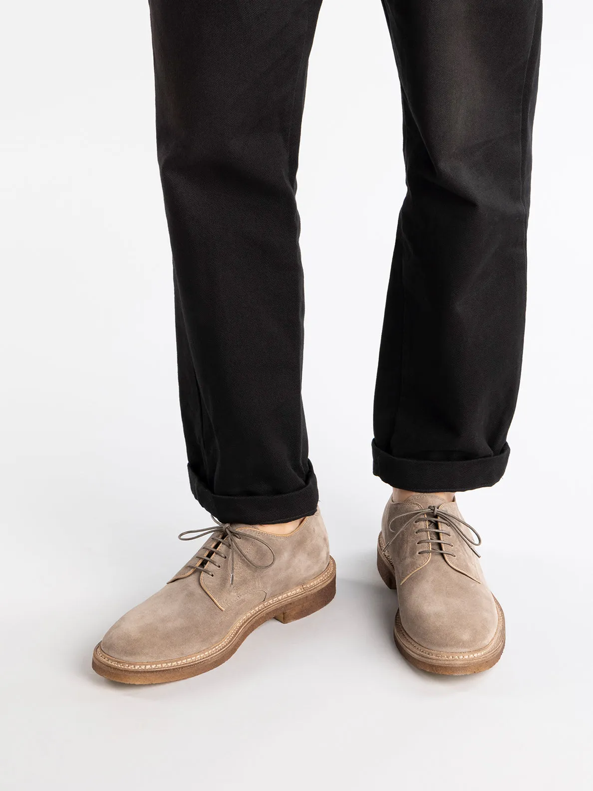 HOPKINS CREPE 115 - Grey Suede Derby Shoes