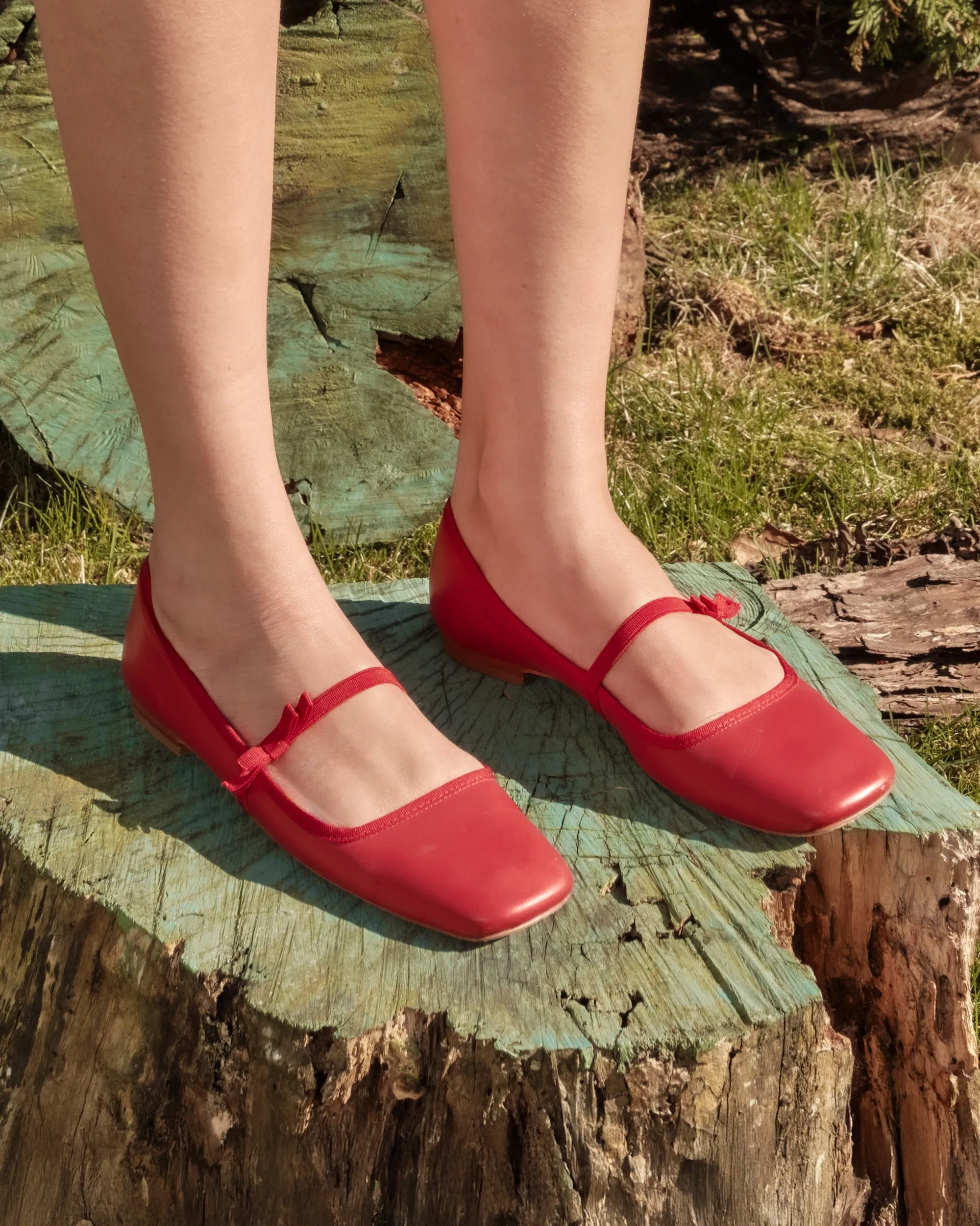 Jude Mary Jane Flat - Leather Red
