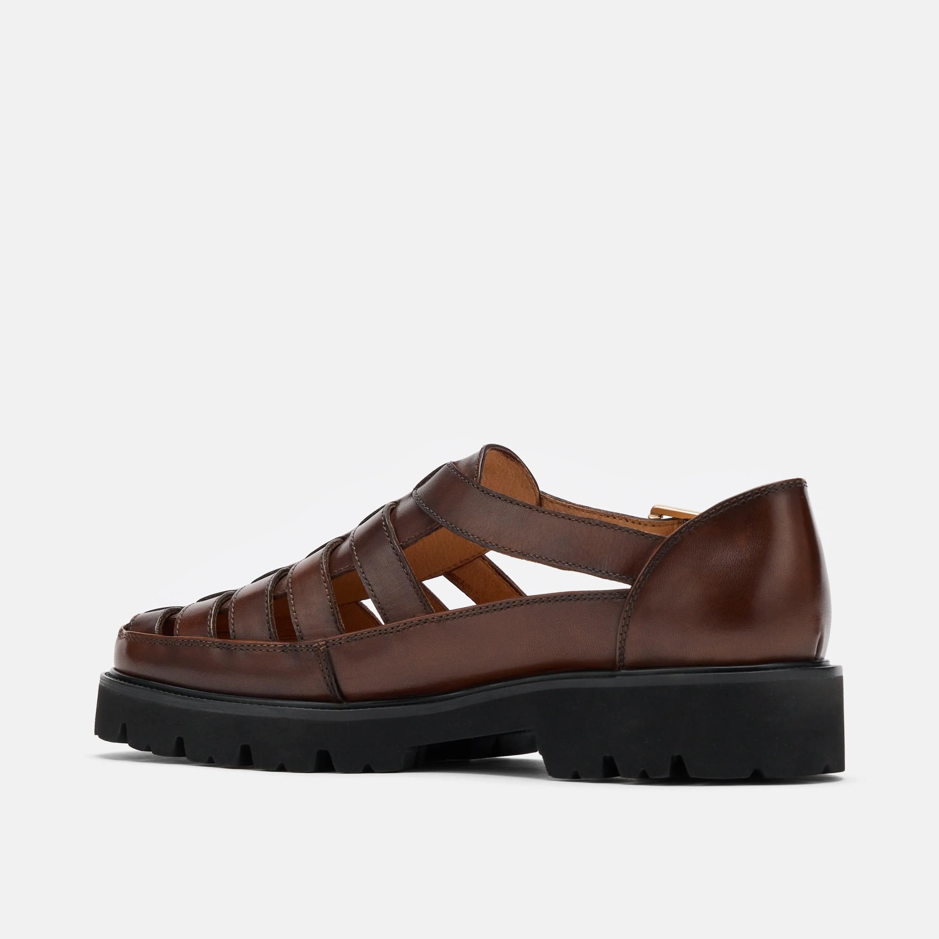 Magellan Brown Leather Lug Fisherman Sandals
