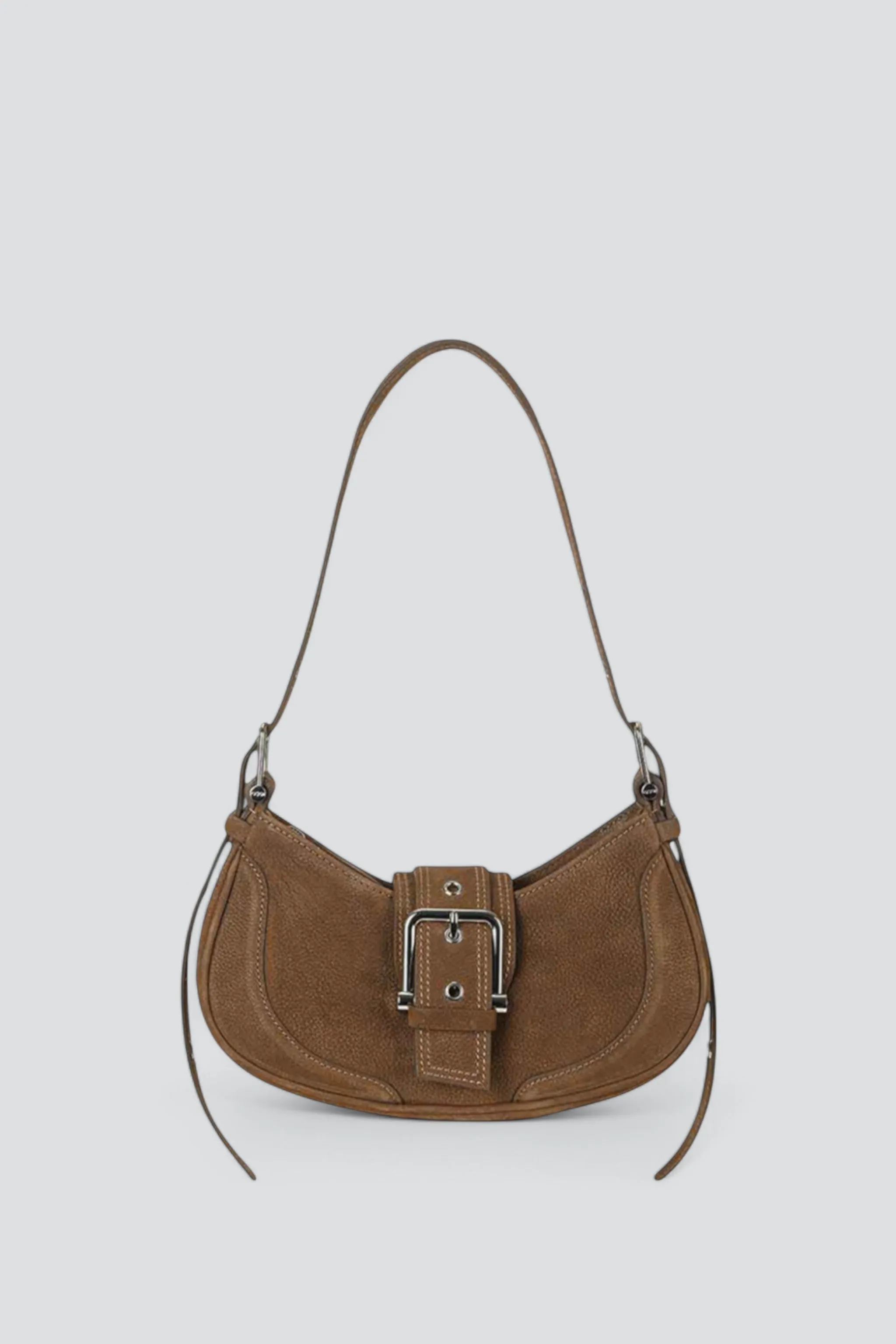 Nubuck Brown Hobo Brocle Bag