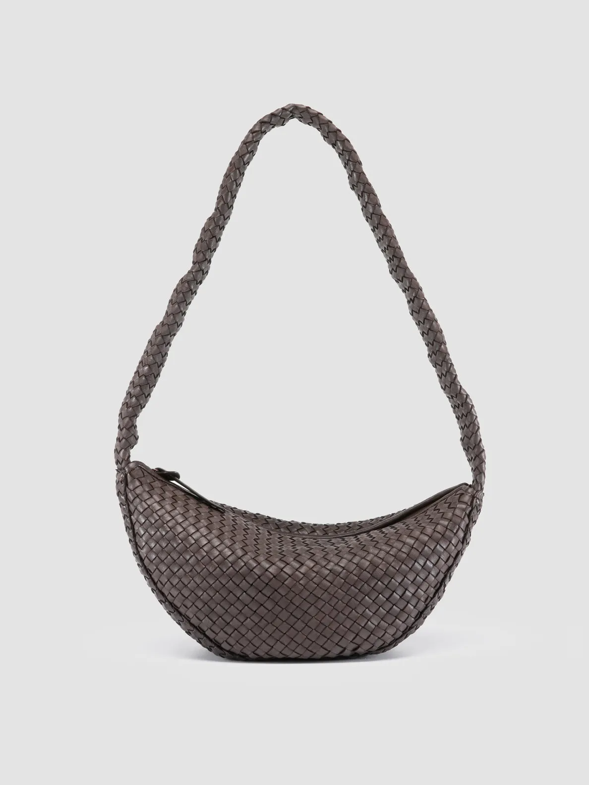 OC CLASS 068 - Brown Woven Leather Crossbody Bag