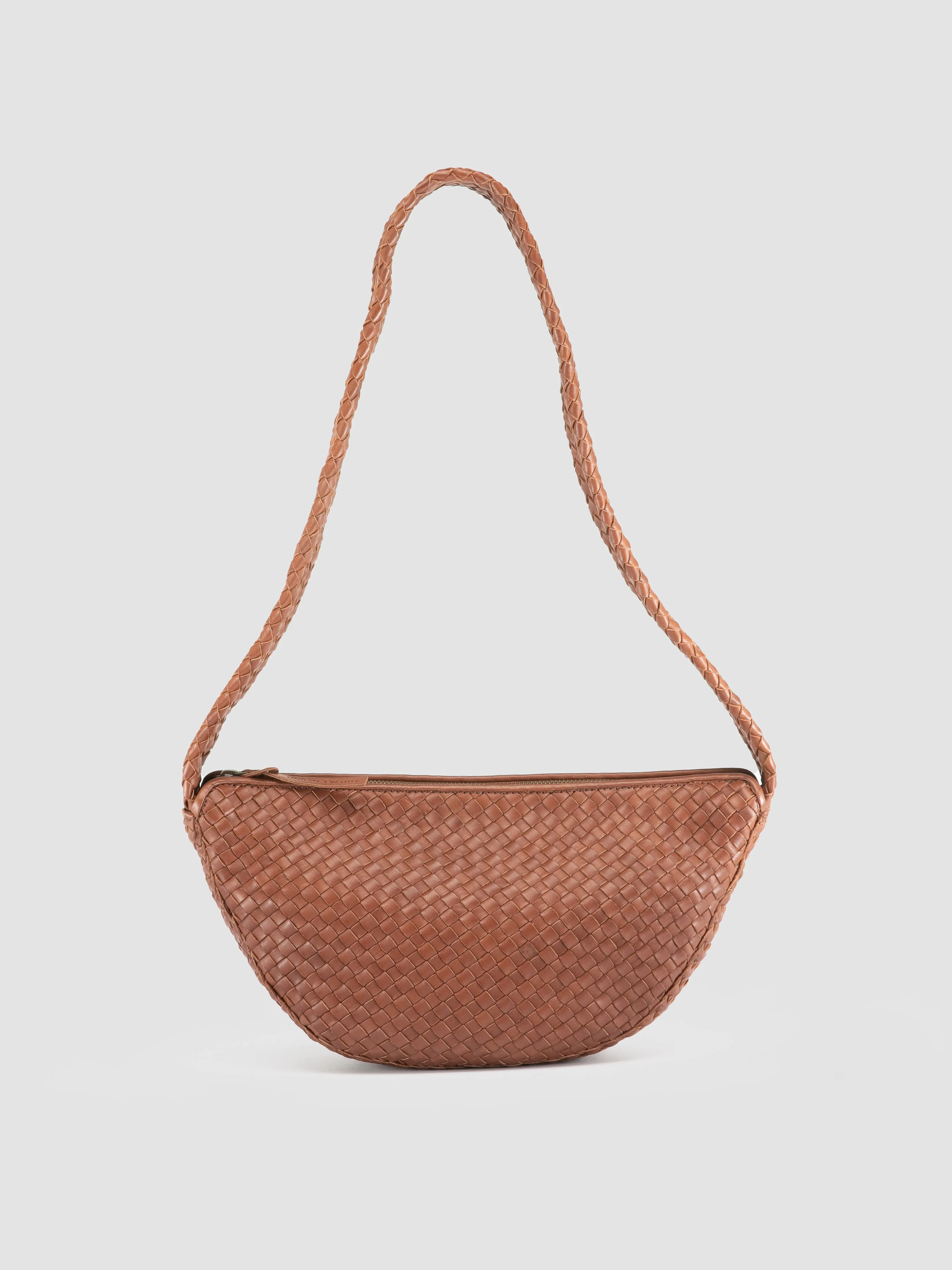 OC CLASS 068 - Brown Woven Leather Crossbody Bag