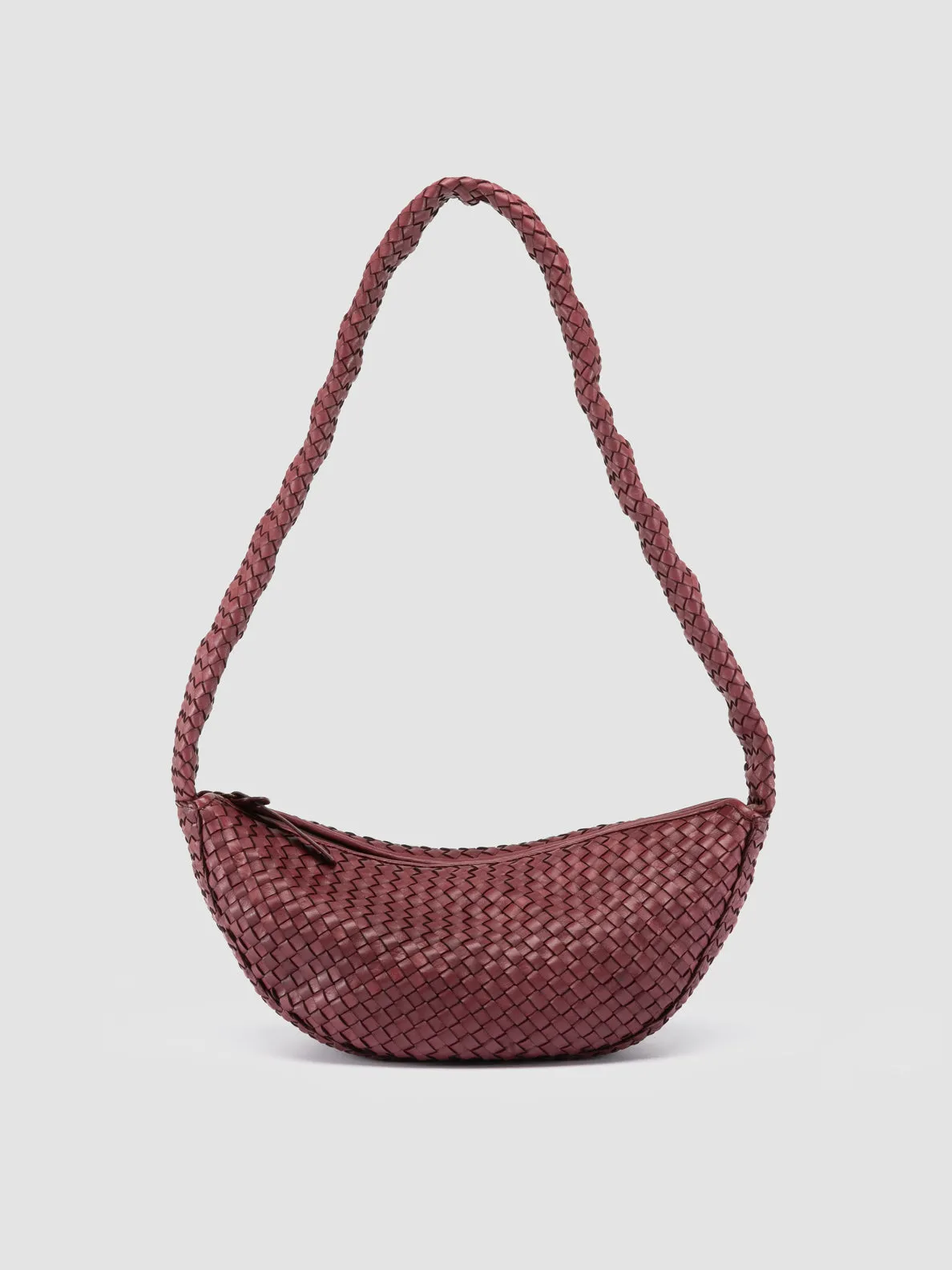 OC CLASS 068 - Burgundy Woven Leather Crossbody Bag