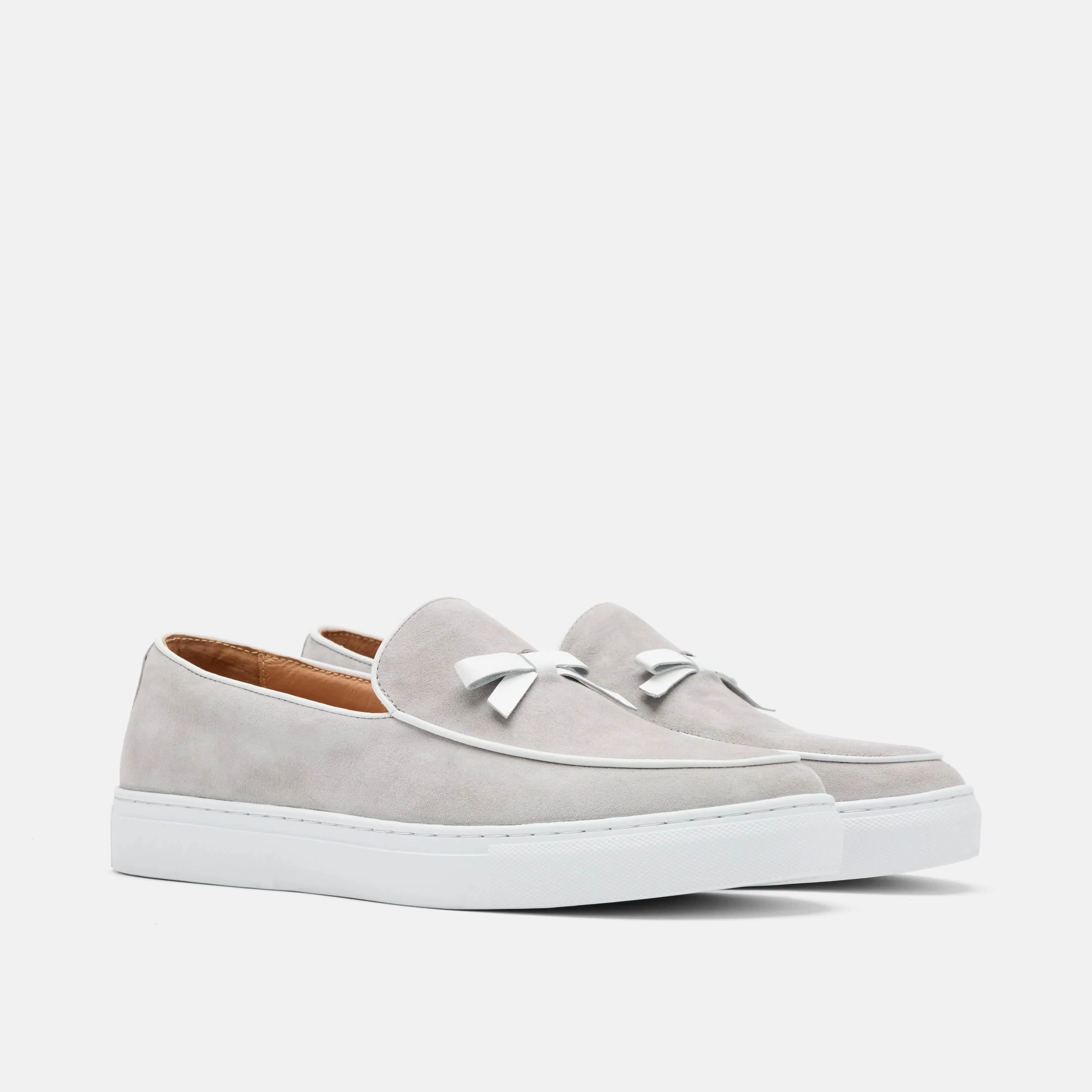Odell Light Grey Suede Belgian Loafer Sneakers
