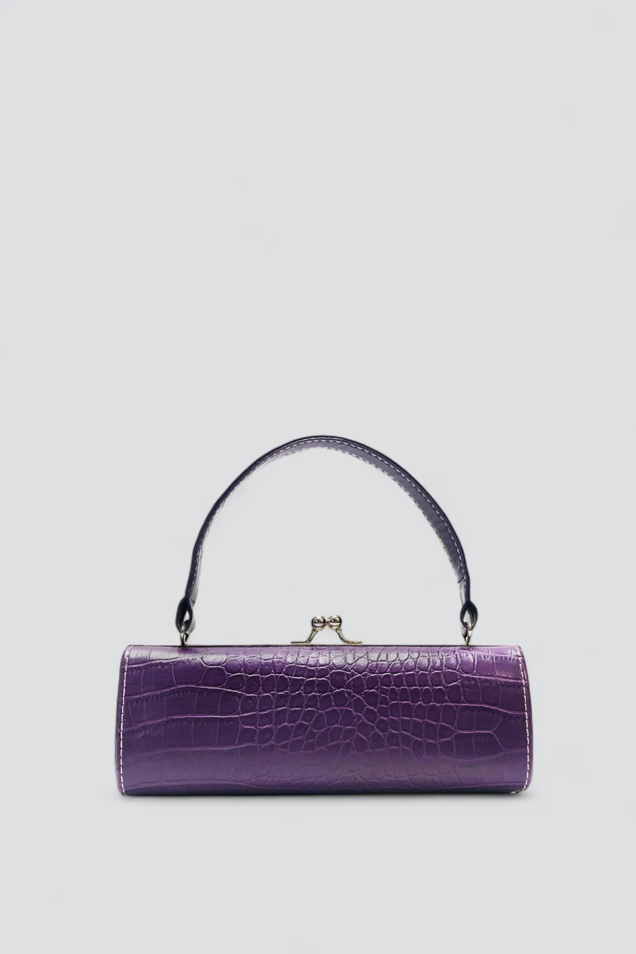 Purple Leather Snap Handbag