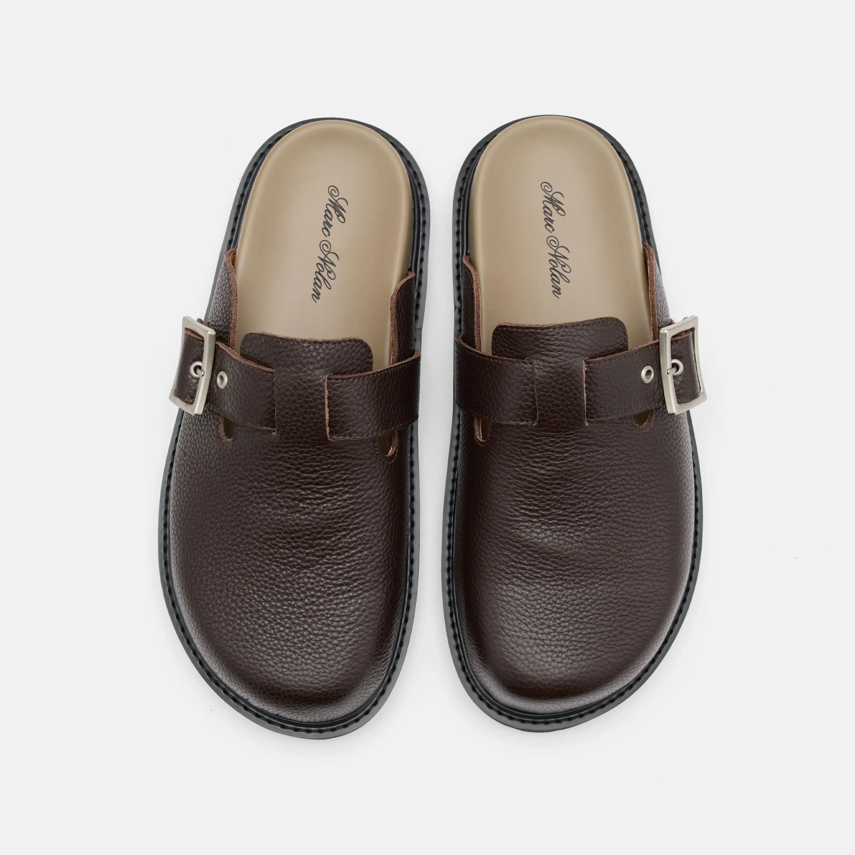 Shiloh Dark Brown Leather Loafer Mules
