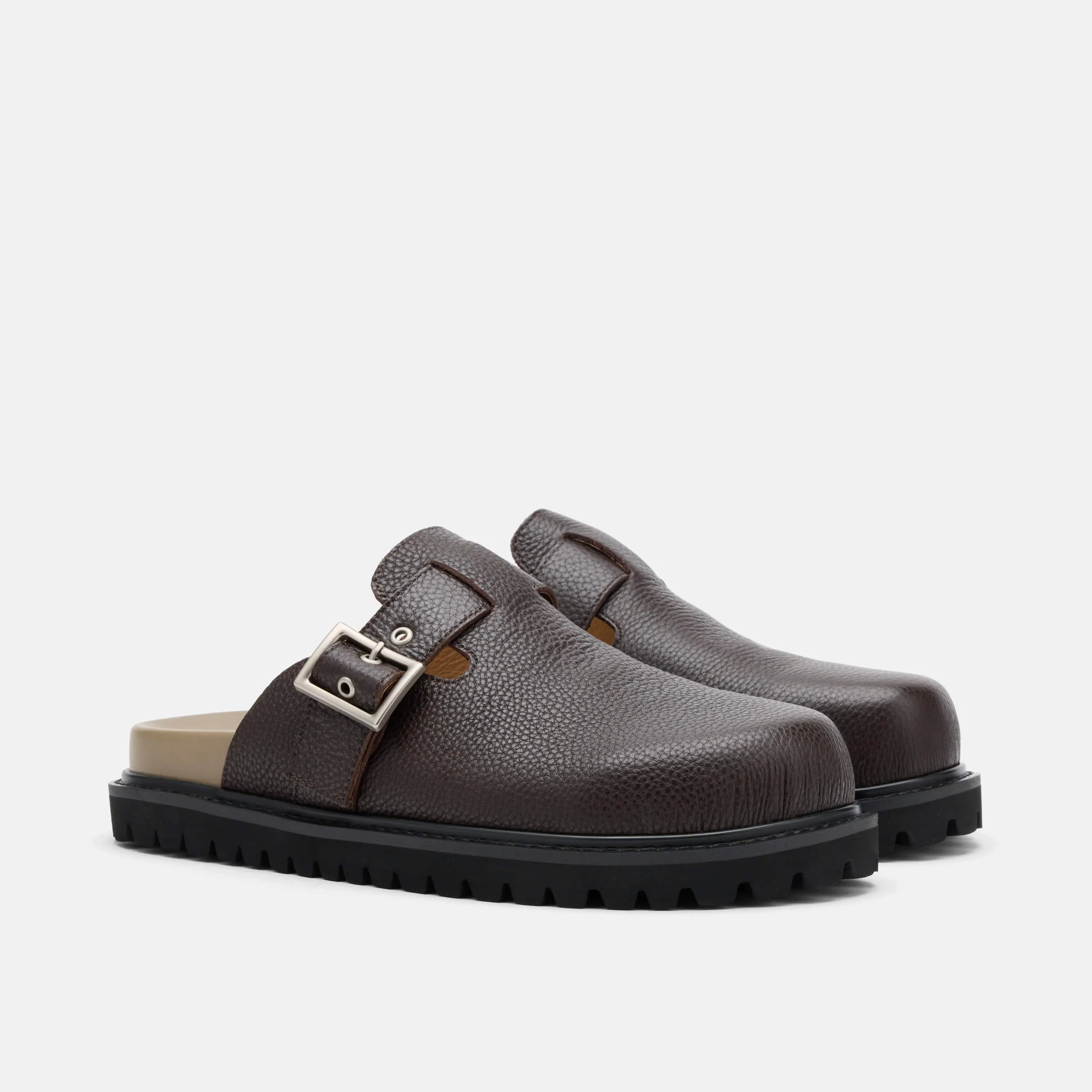 Shiloh Dark Brown Leather Loafer Mules