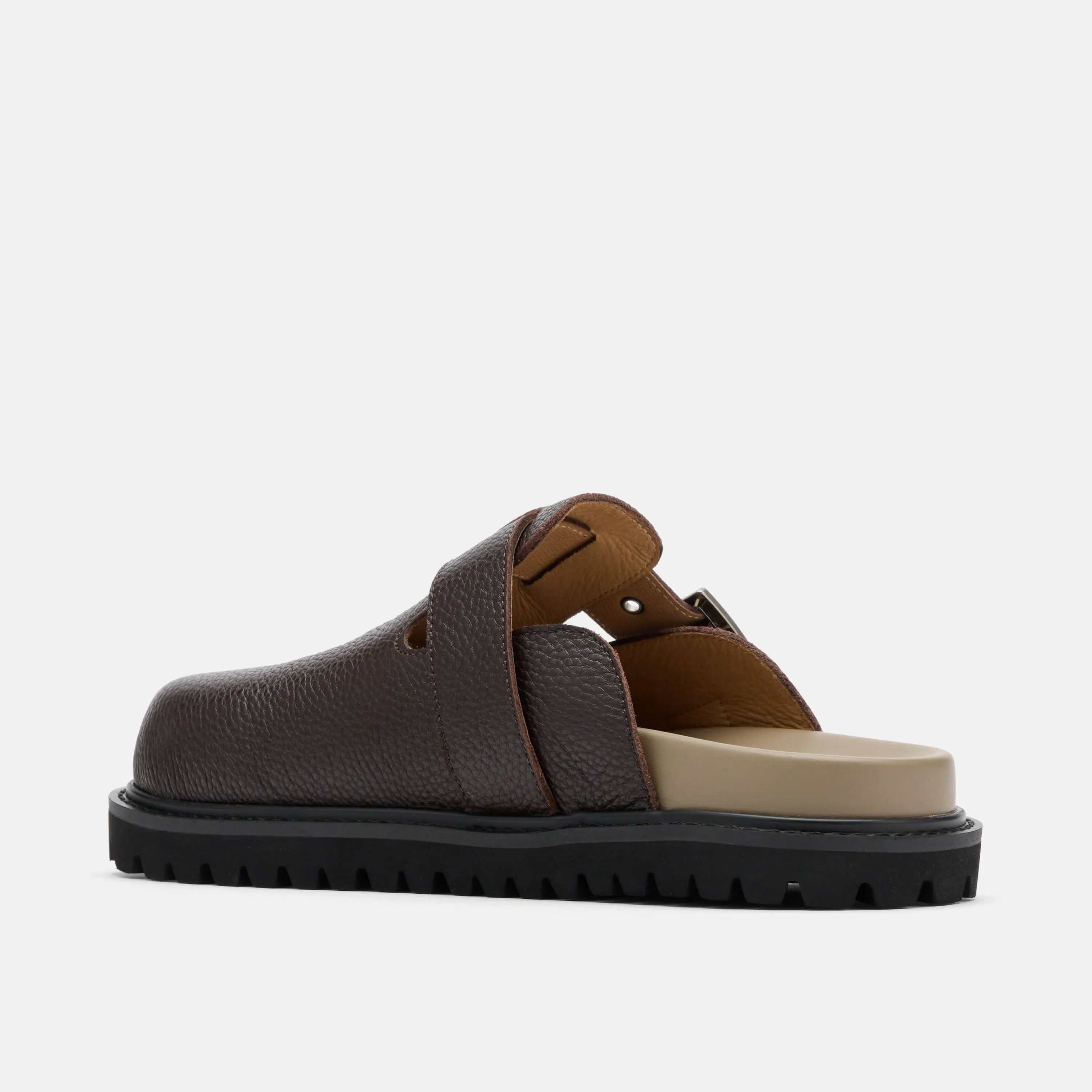 Shiloh Dark Brown Leather Loafer Mules