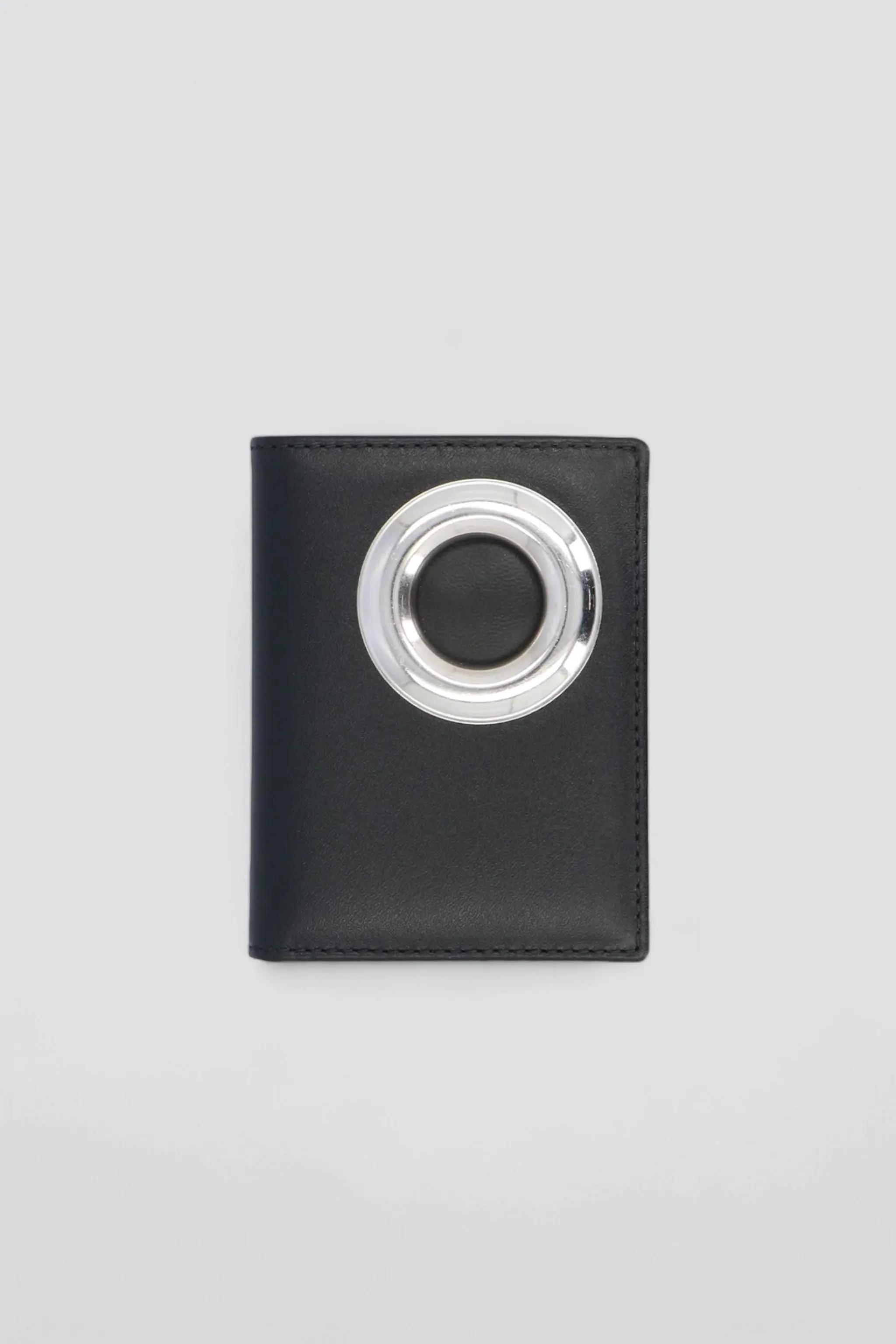 Silver Eyelet Leather Wallet - Black - SA0641SE