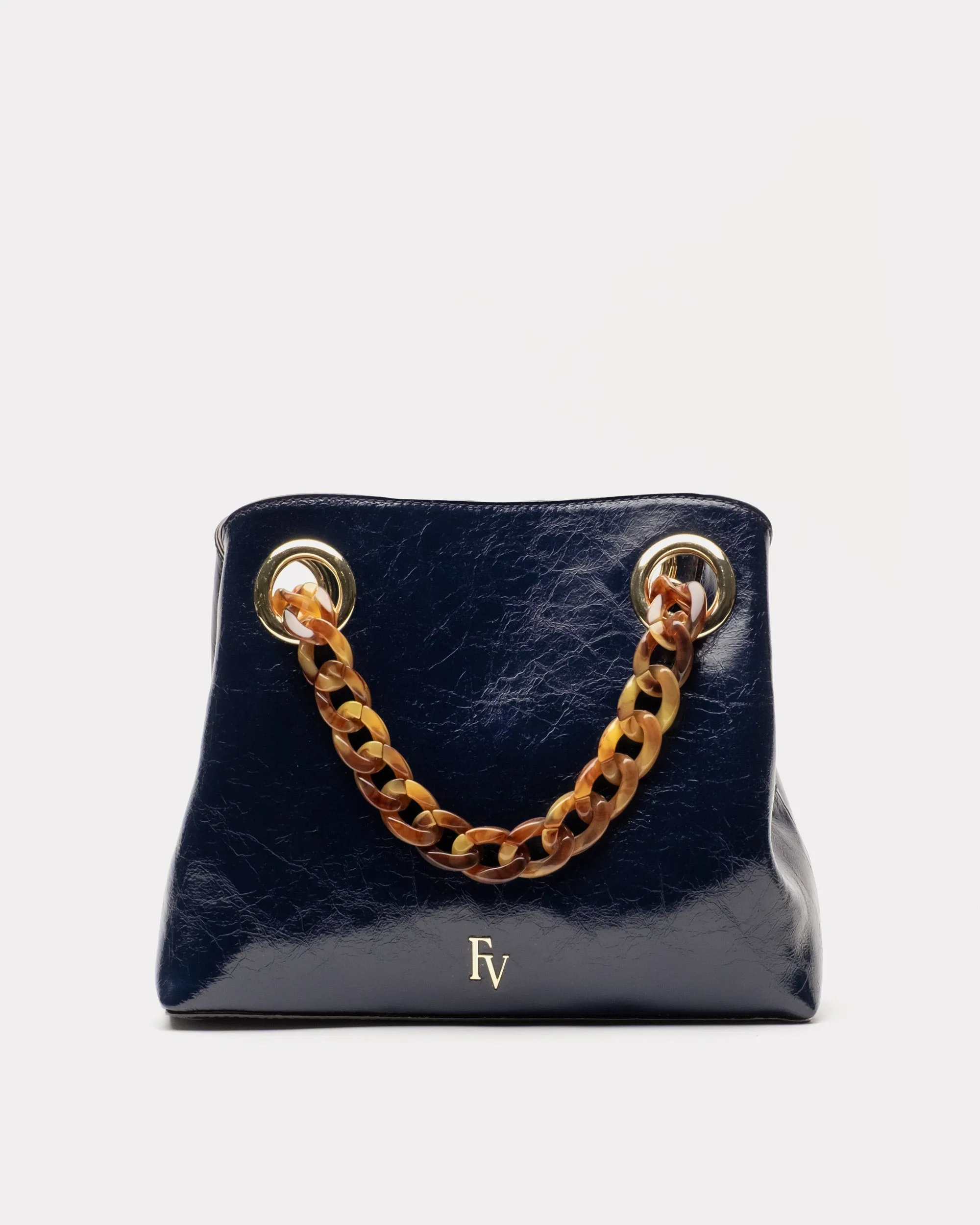 Skip Tote - Crinkled Leather Navy