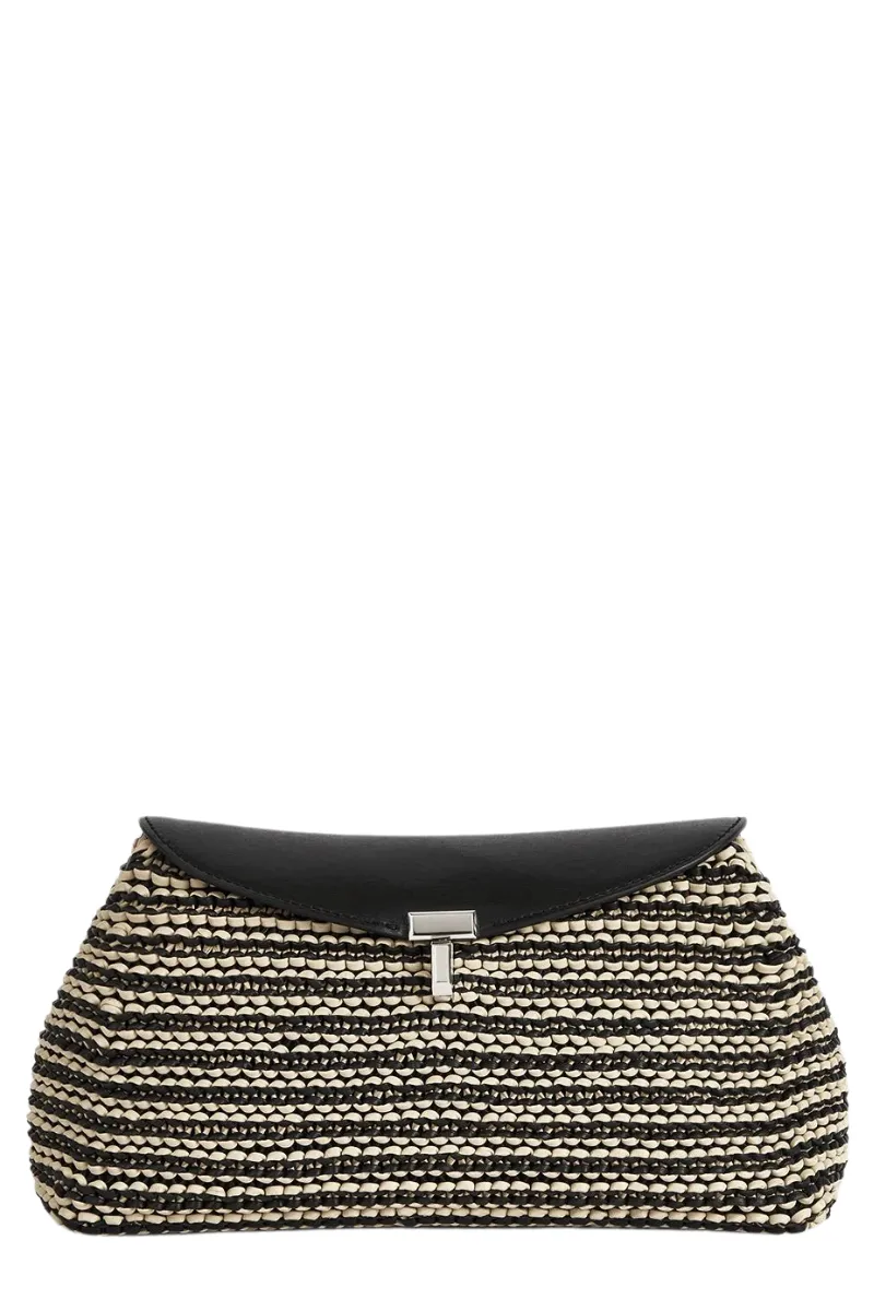 T-Lock Woven Leather Clutch