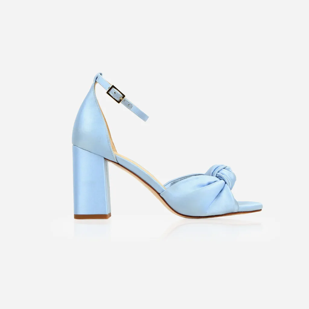 The Esther Heeled Sandal Blue Satin