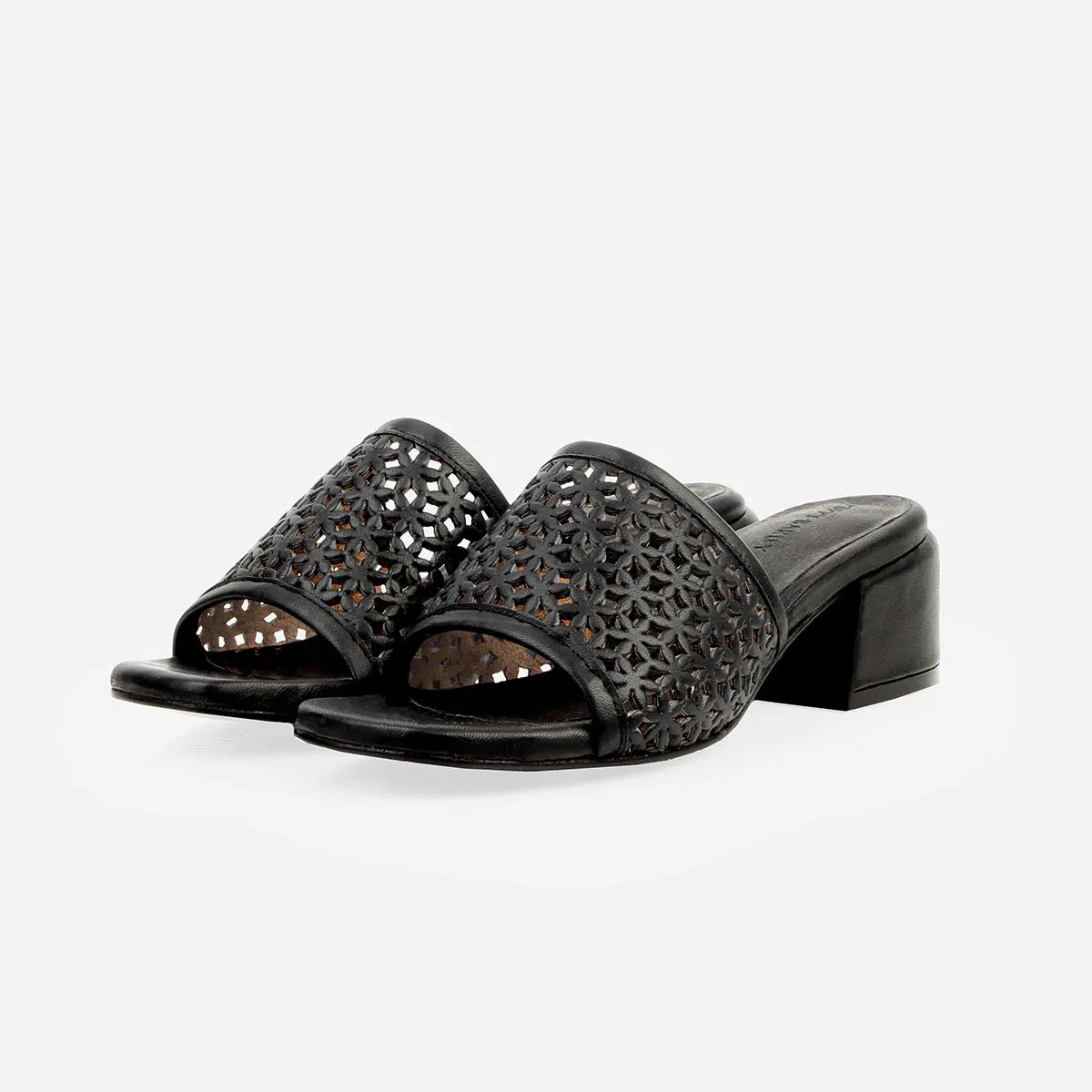 The Paloma Heeled Sandal Perforated Black