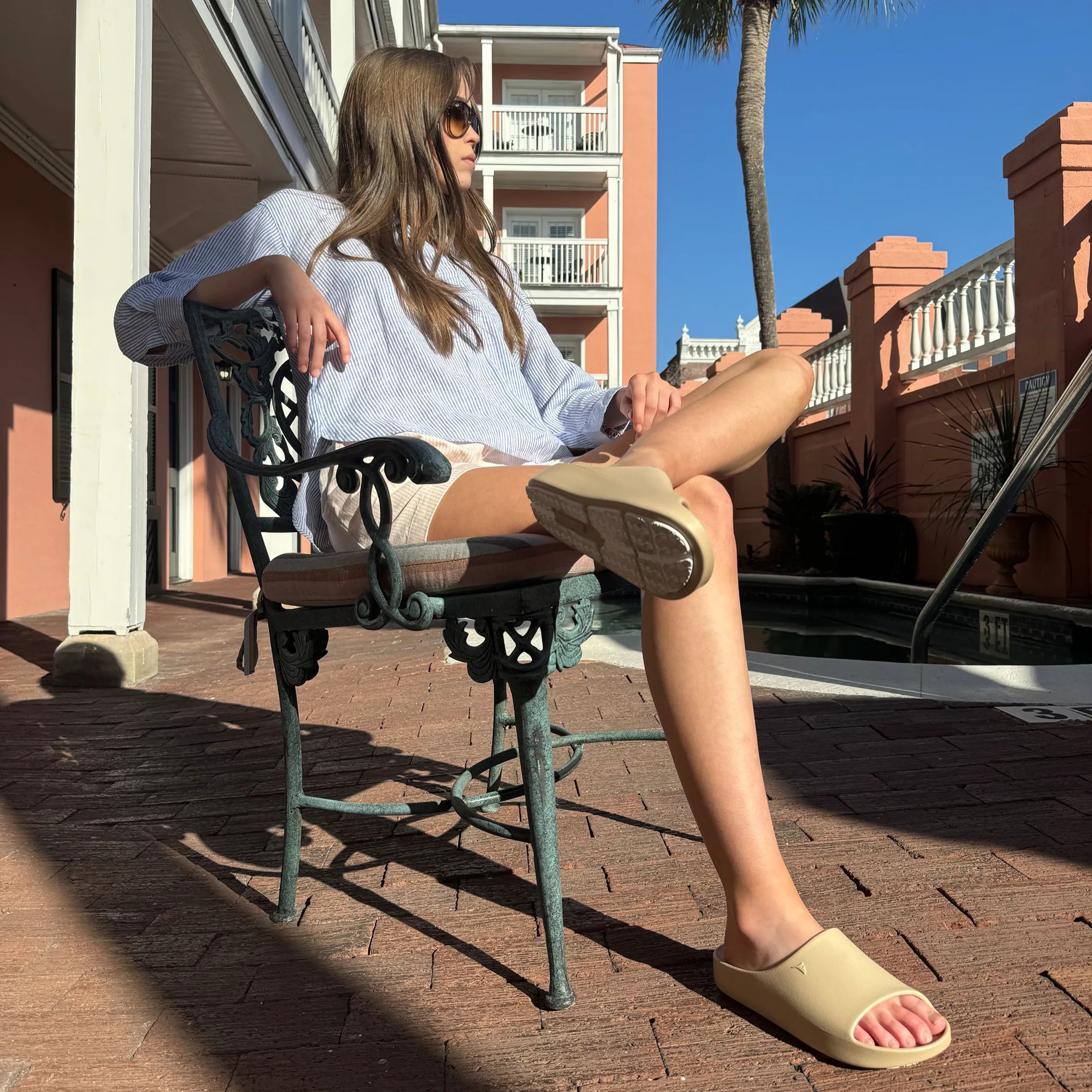 WARM SAND/BRIGHT WHITE LANE-4 WOMENS SLIDE